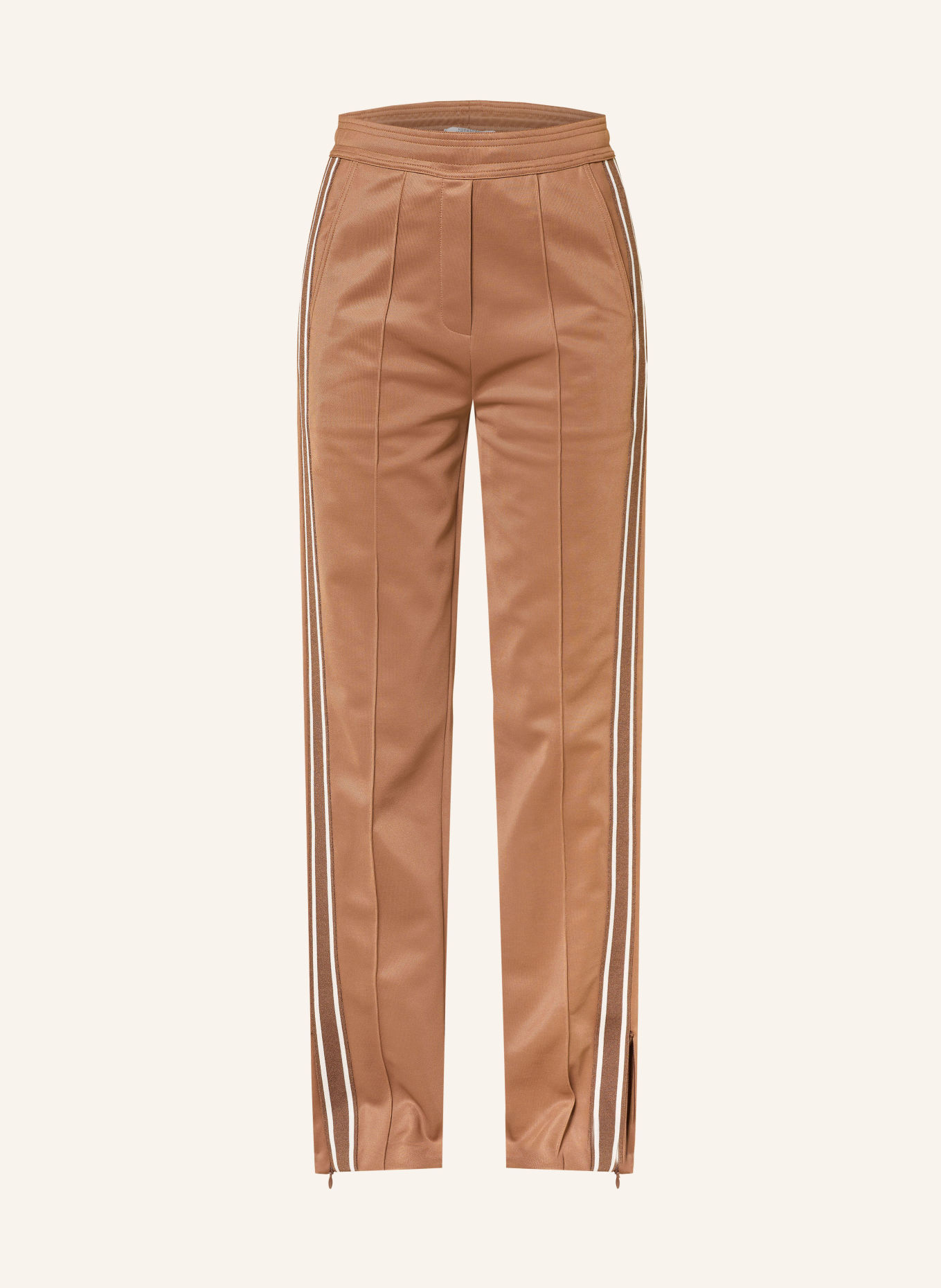 DOROTHEE SCHUMACHER EVERYDAY COOL Trousers with Braided Trim: LIGHT BROWN / DARK BROWN / WHITE