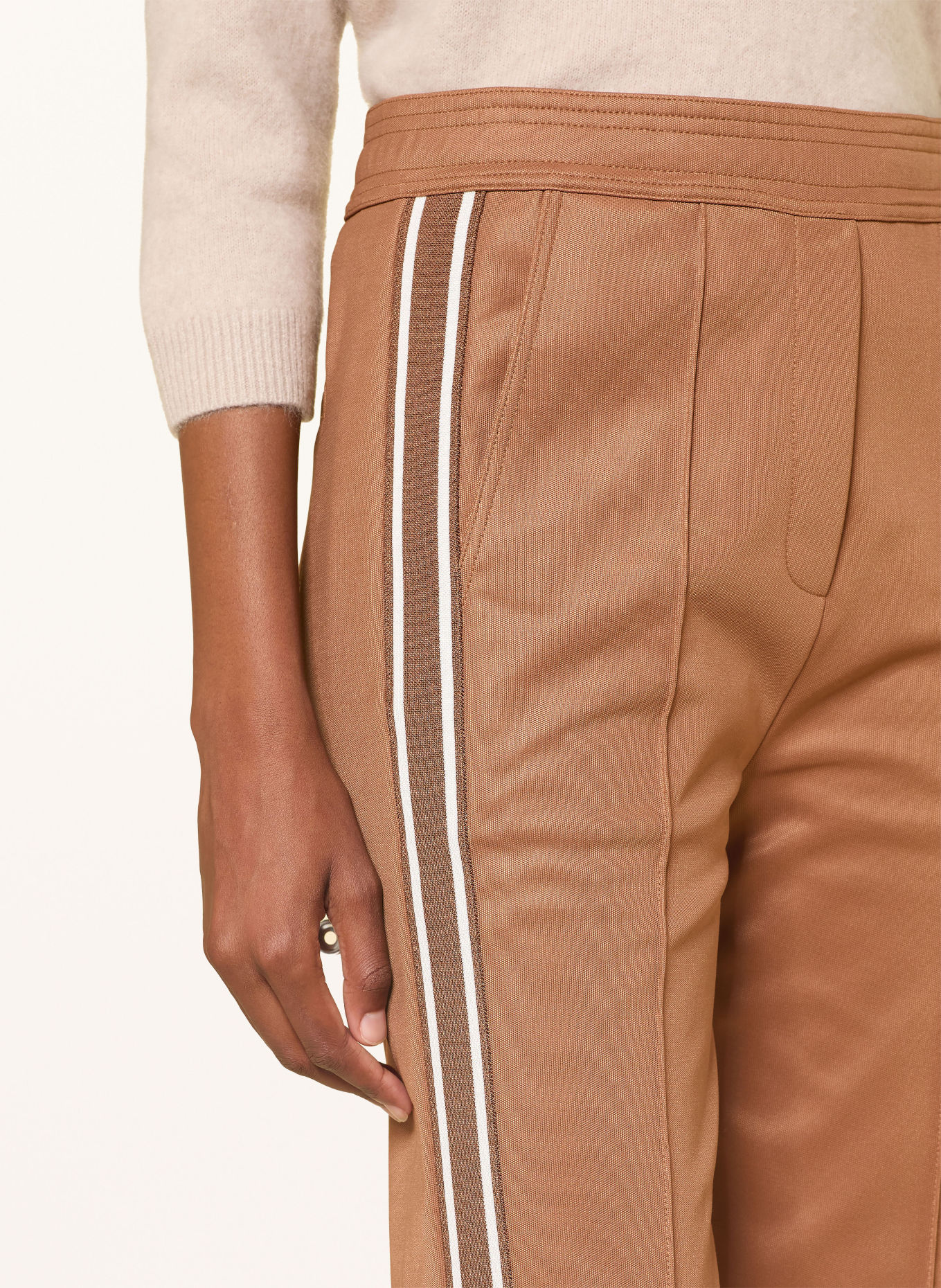 DOROTHEE SCHUMACHER EVERYDAY COOL Trousers with Braided Trim: LIGHT BROWN / DARK BROWN / WHITE