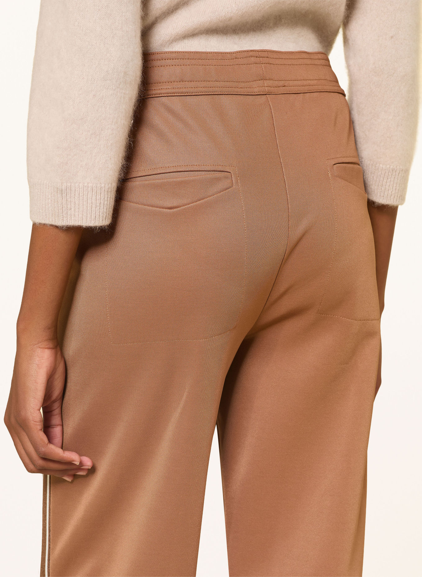 DOROTHEE SCHUMACHER EVERYDAY COOL Trousers with Braided Trim: LIGHT BROWN / DARK BROWN / WHITE