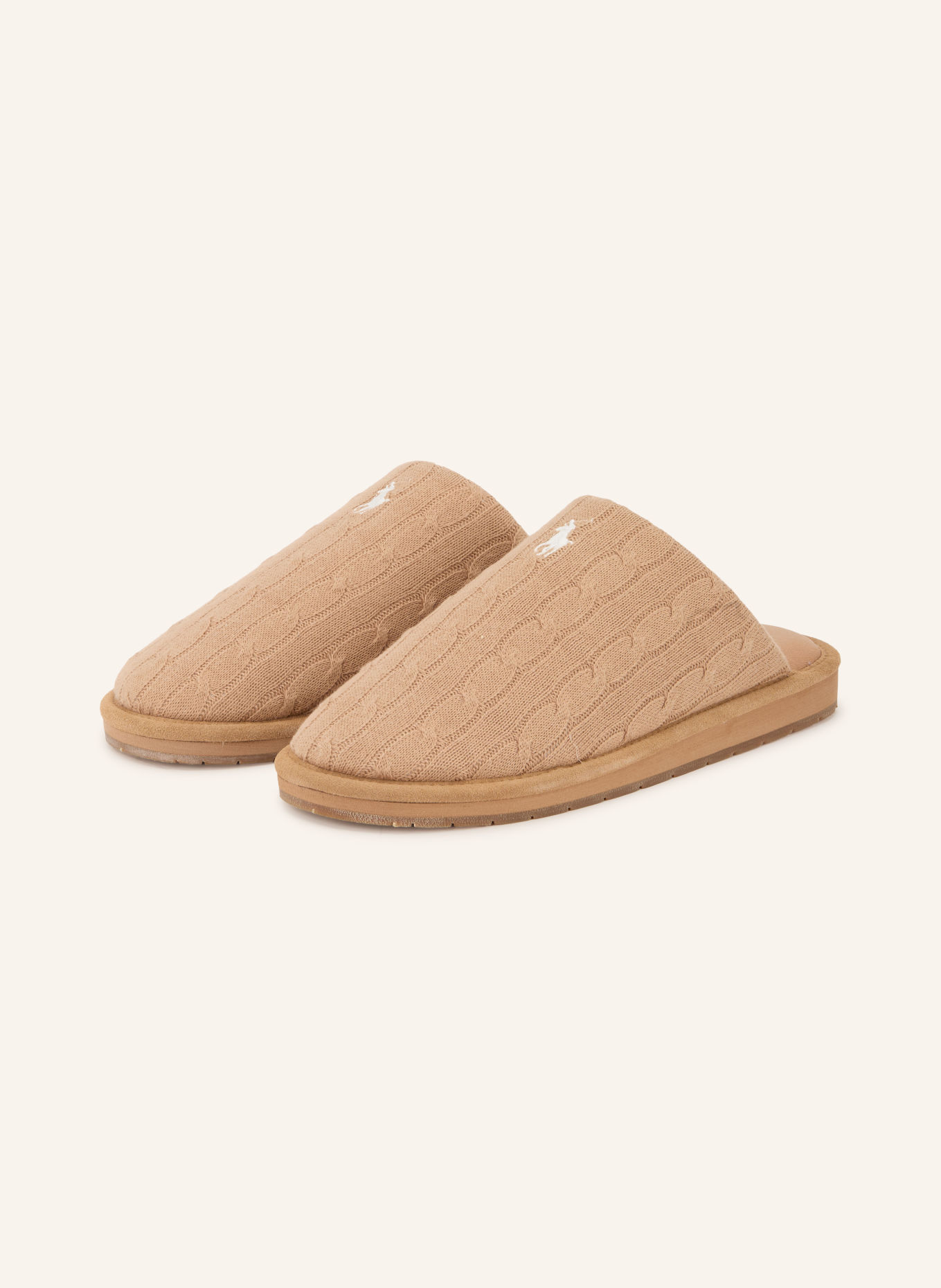 POLO RALPH LAUREN CAREY SCUFF Slippers: CAMEL