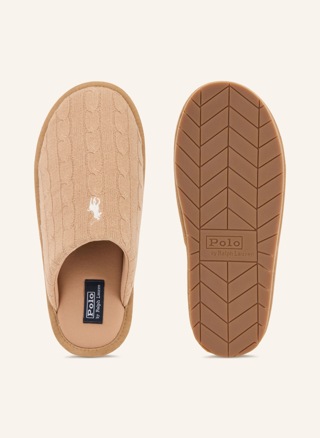 POLO RALPH LAUREN CAREY SCUFF Slippers: CAMEL