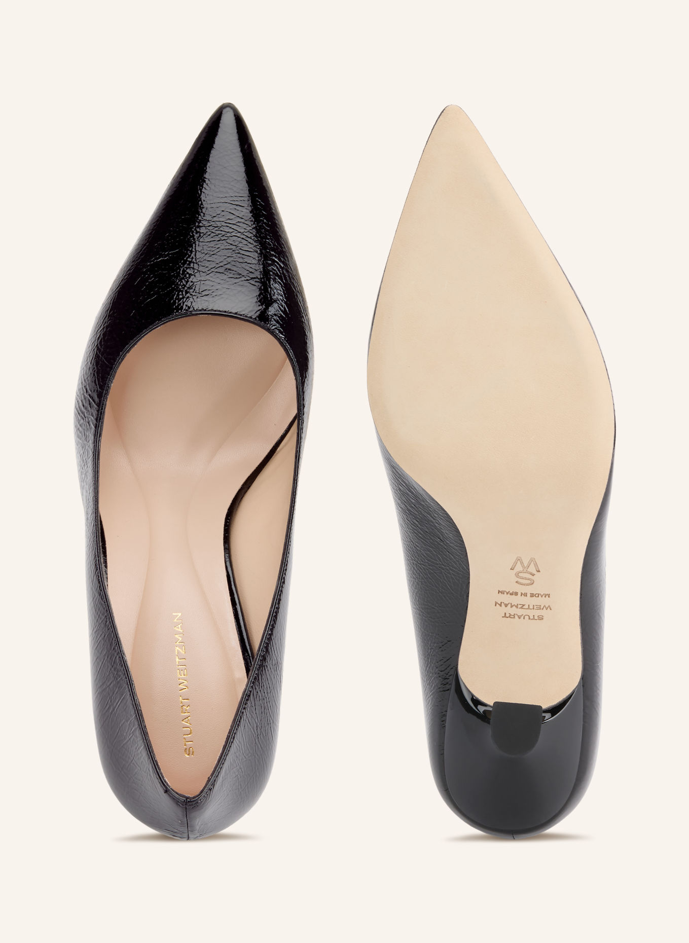 STUART WEITZMAN Lakované lodičky STUART SUPERSCULPT 75: ČERNÁ