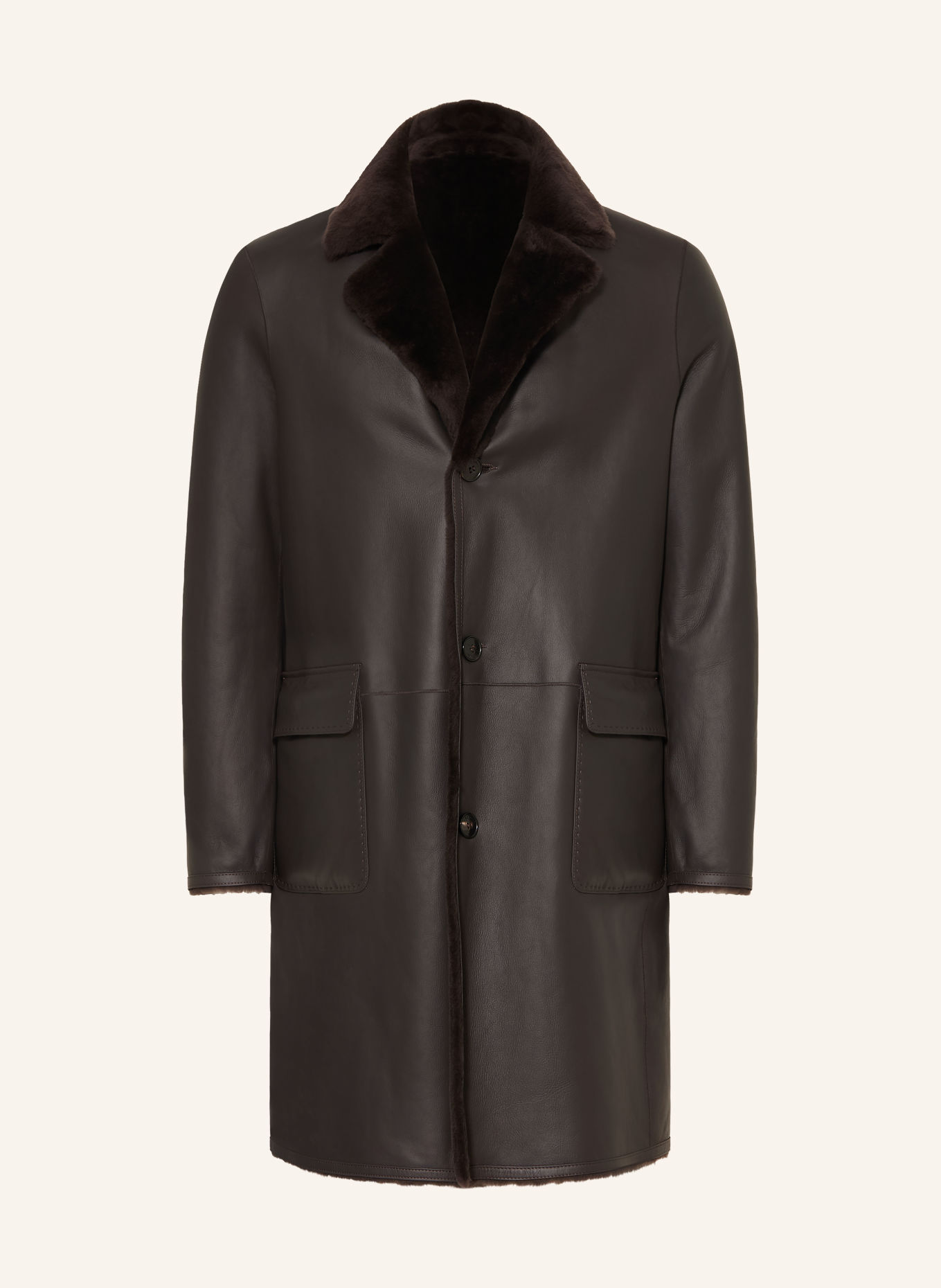 manzoni 24 Manteau en cuir réversible: MARRON FONCÉ