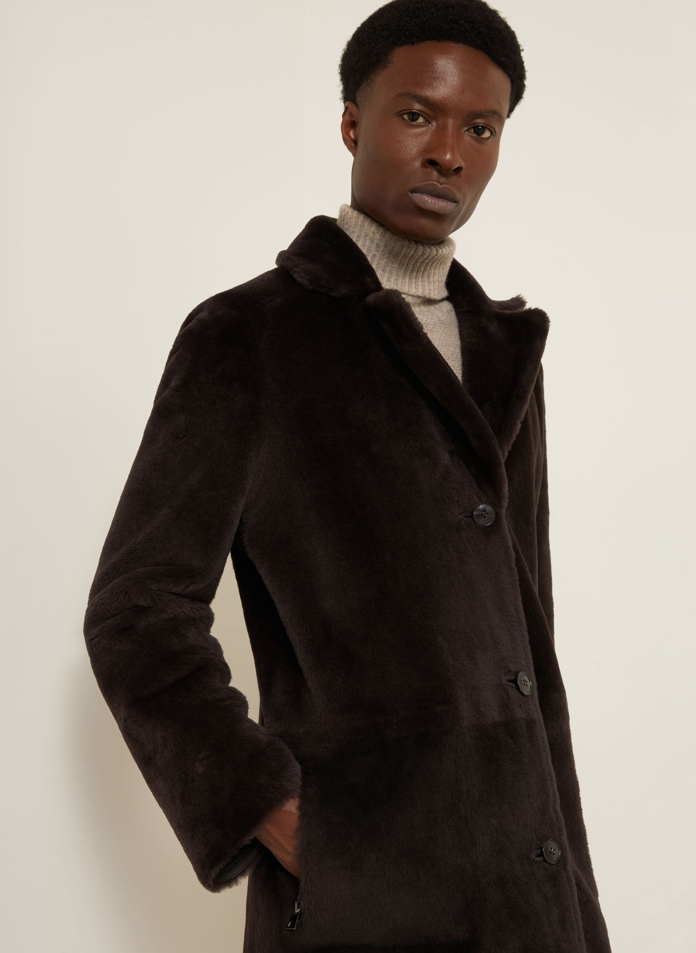 manzoni 24 Manteau en cuir réversible: MARRON FONCÉ