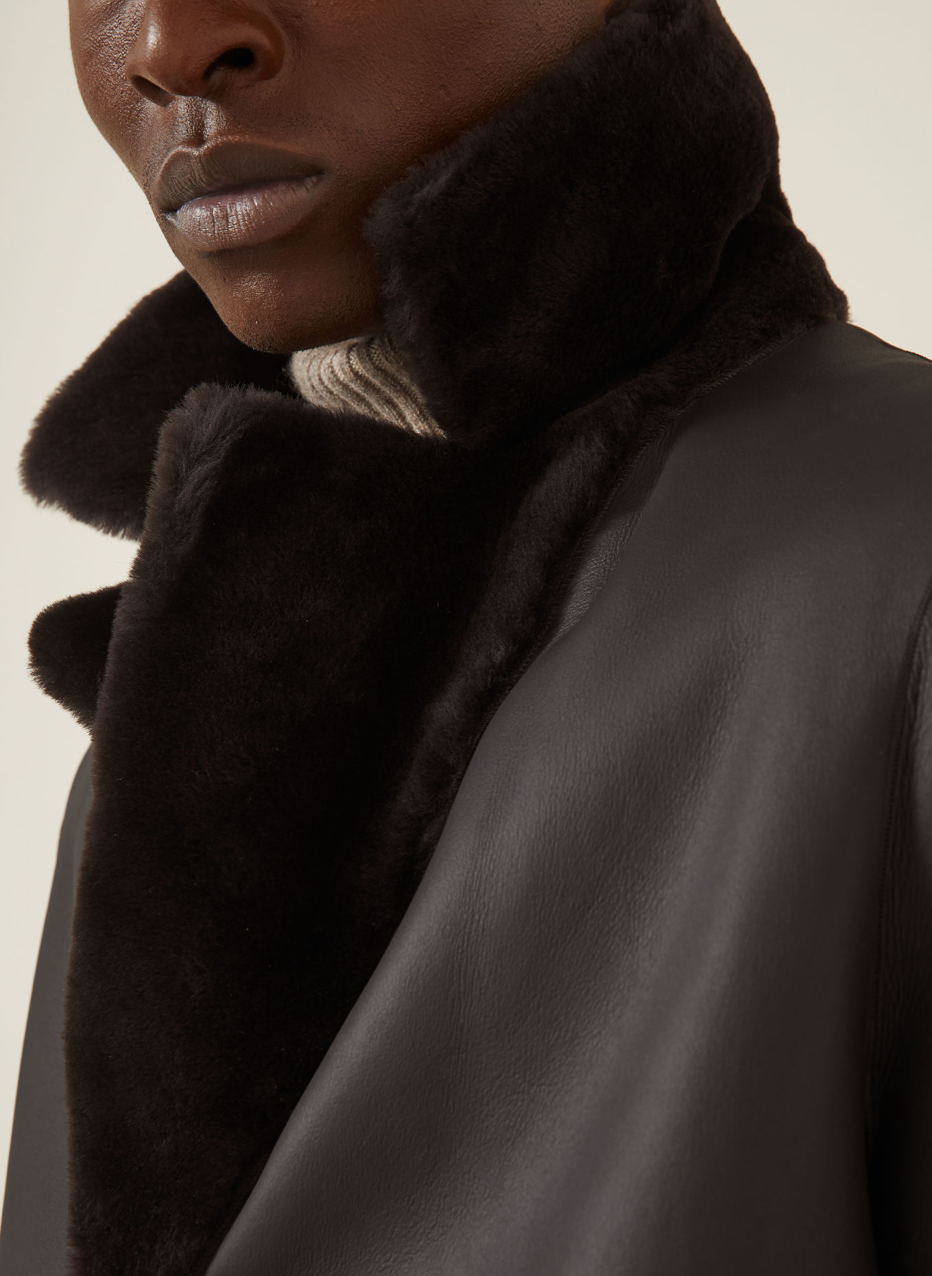 manzoni 24 Manteau en cuir réversible: MARRON FONCÉ