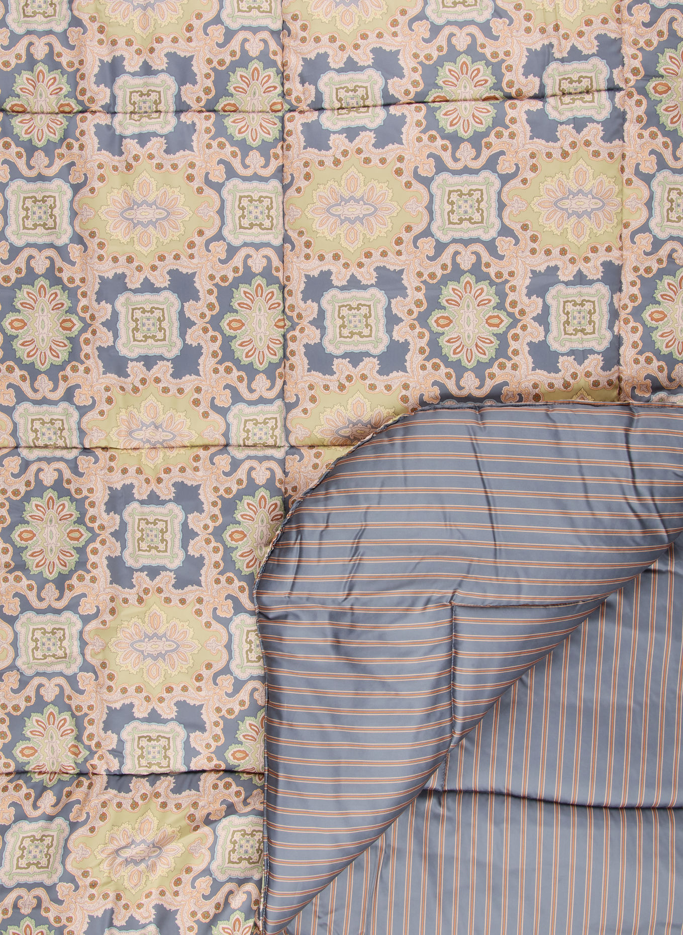 ETRO Home Couvre-lit: BLEU PÉTROLE / ORANGE CLAIR / VERT CLAIR