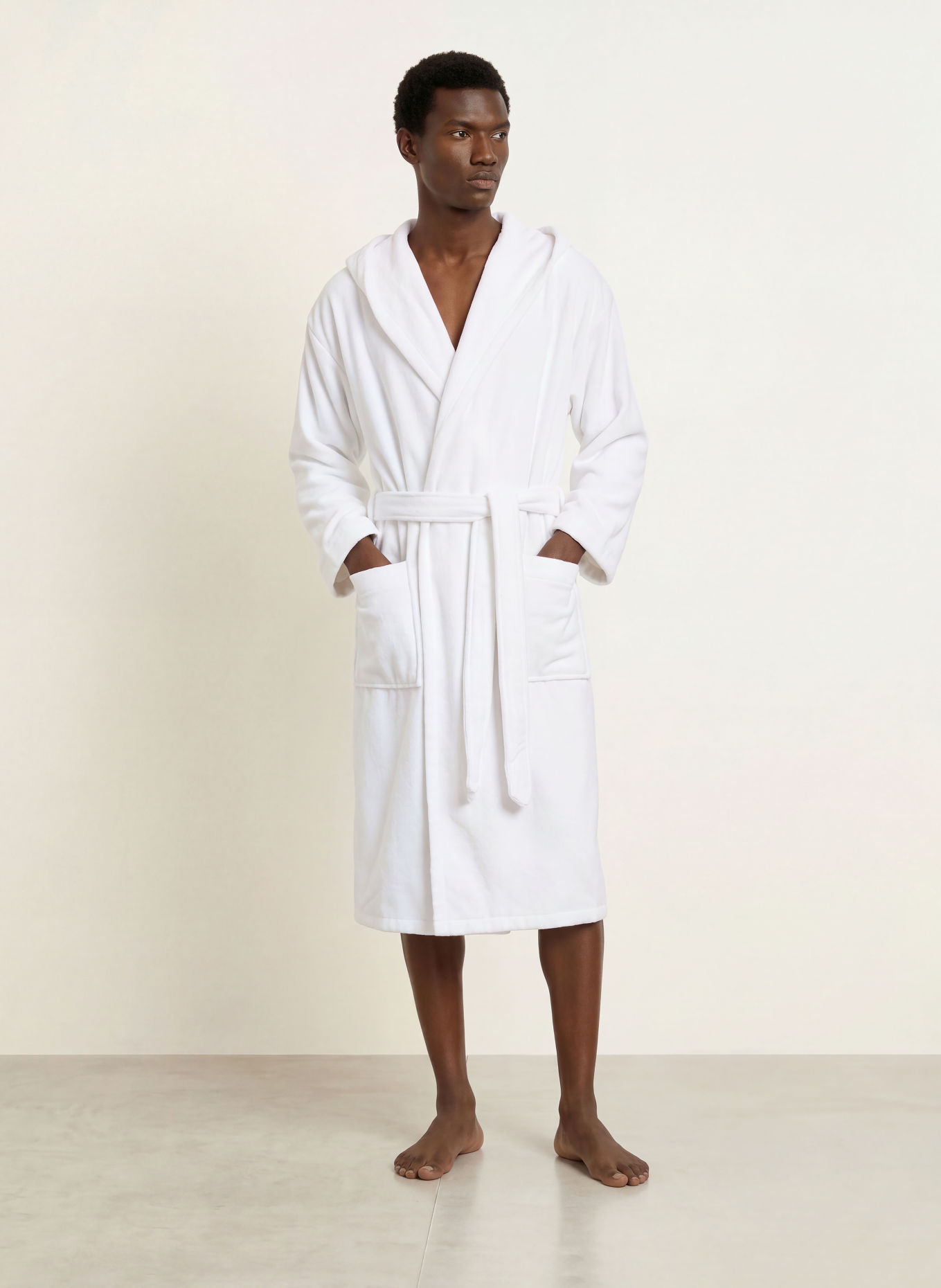 en VOGUE Peignoir unisexe PRIMO à capuche: BLANC