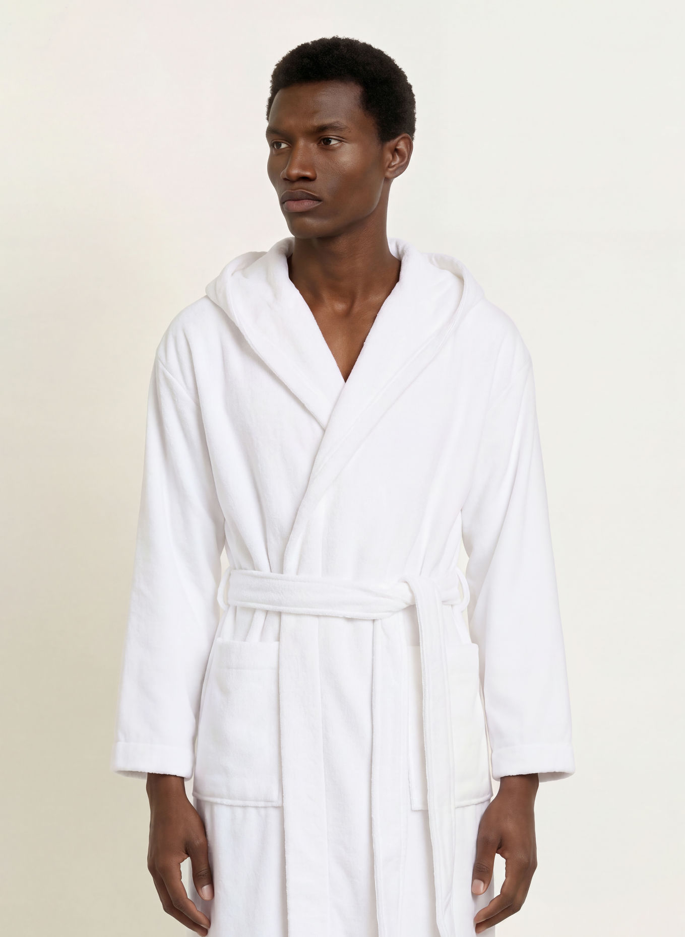 en VOGUE Peignoir unisexe PRIMO à capuche: BLANC