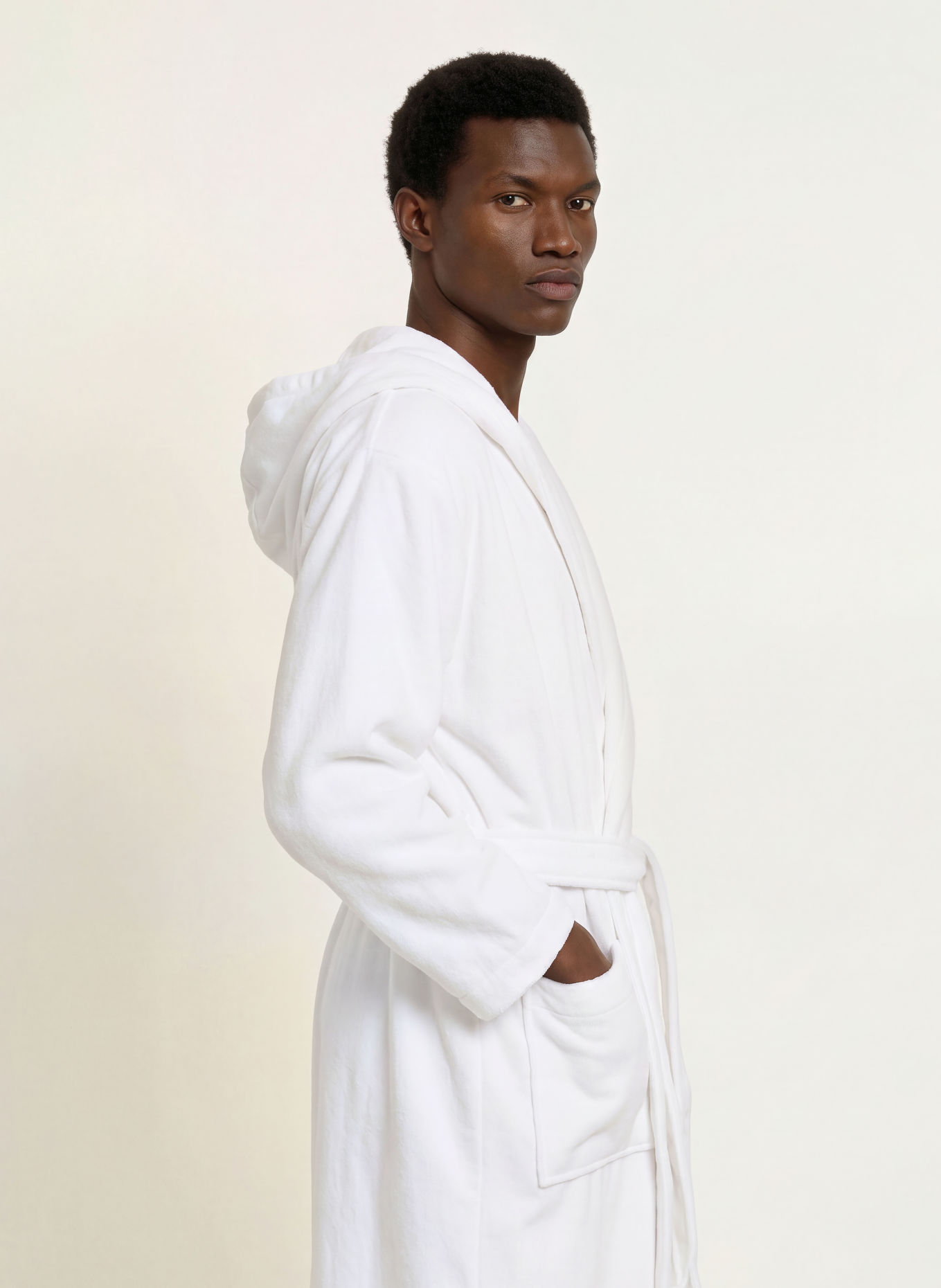 en VOGUE Peignoir unisexe PRIMO à capuche: BLANC