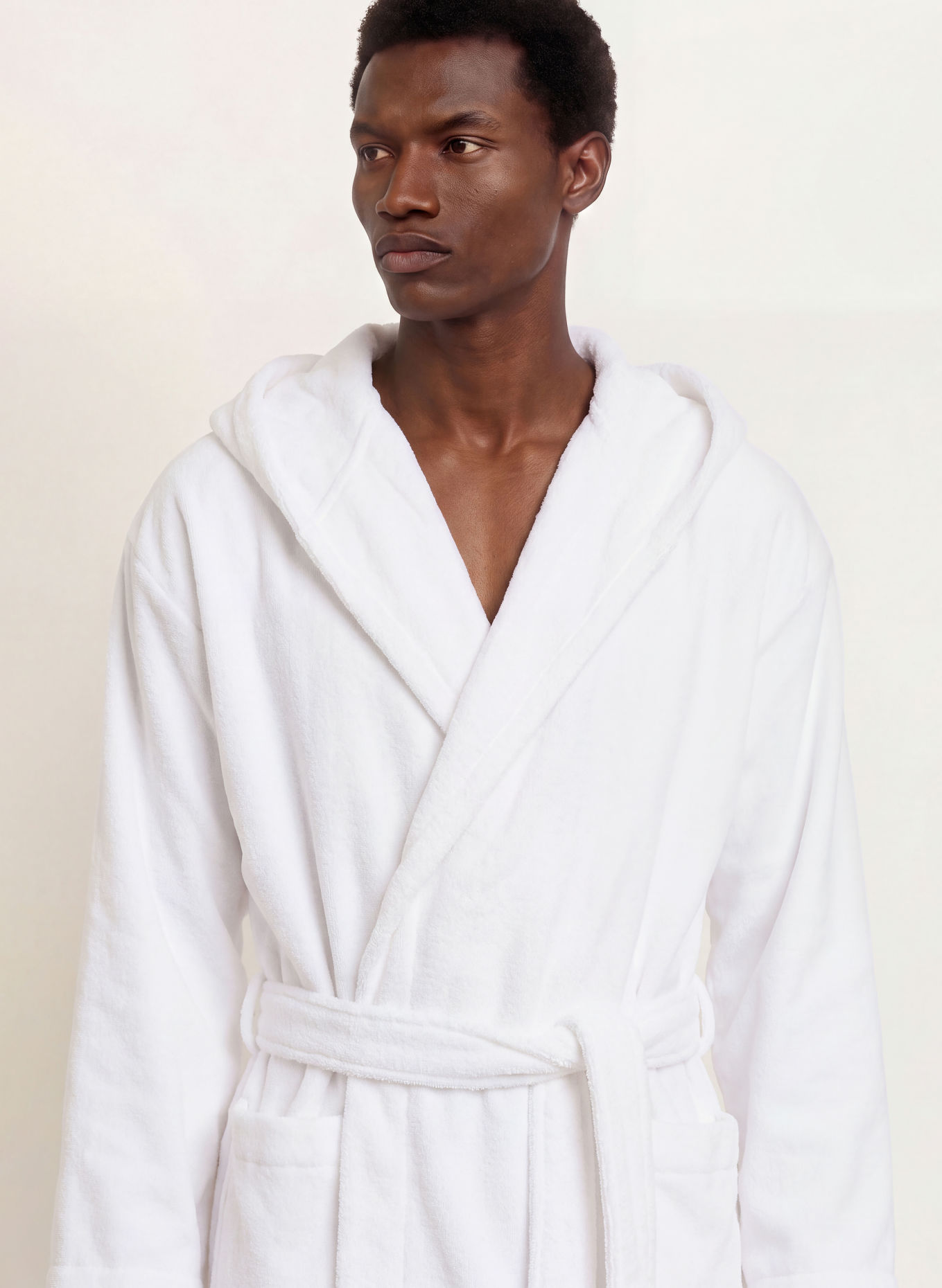 en VOGUE Peignoir unisexe PRIMO à capuche: BLANC