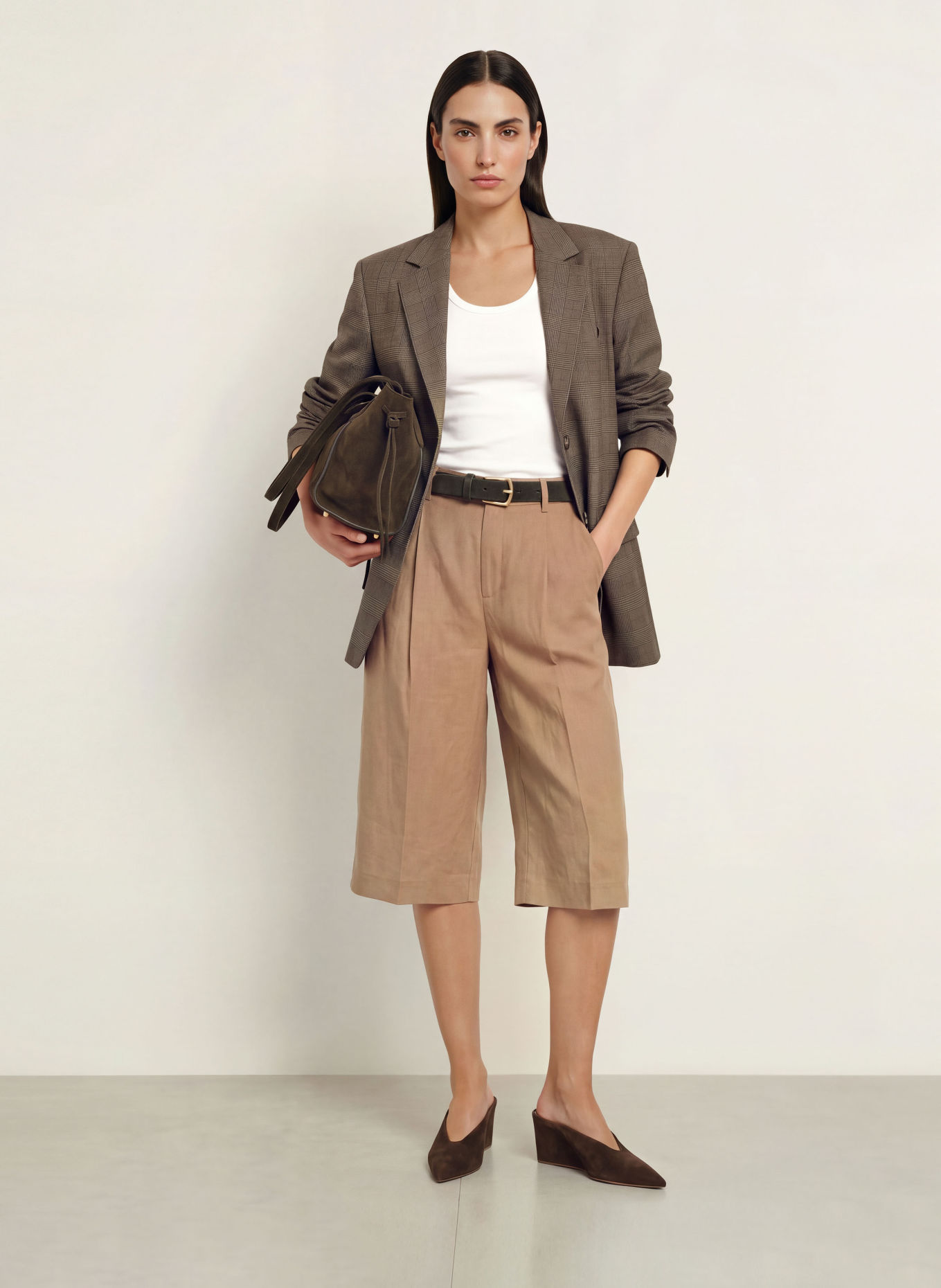 ROSSI DEVIN Linen Bermudas: LIGHT BROWN