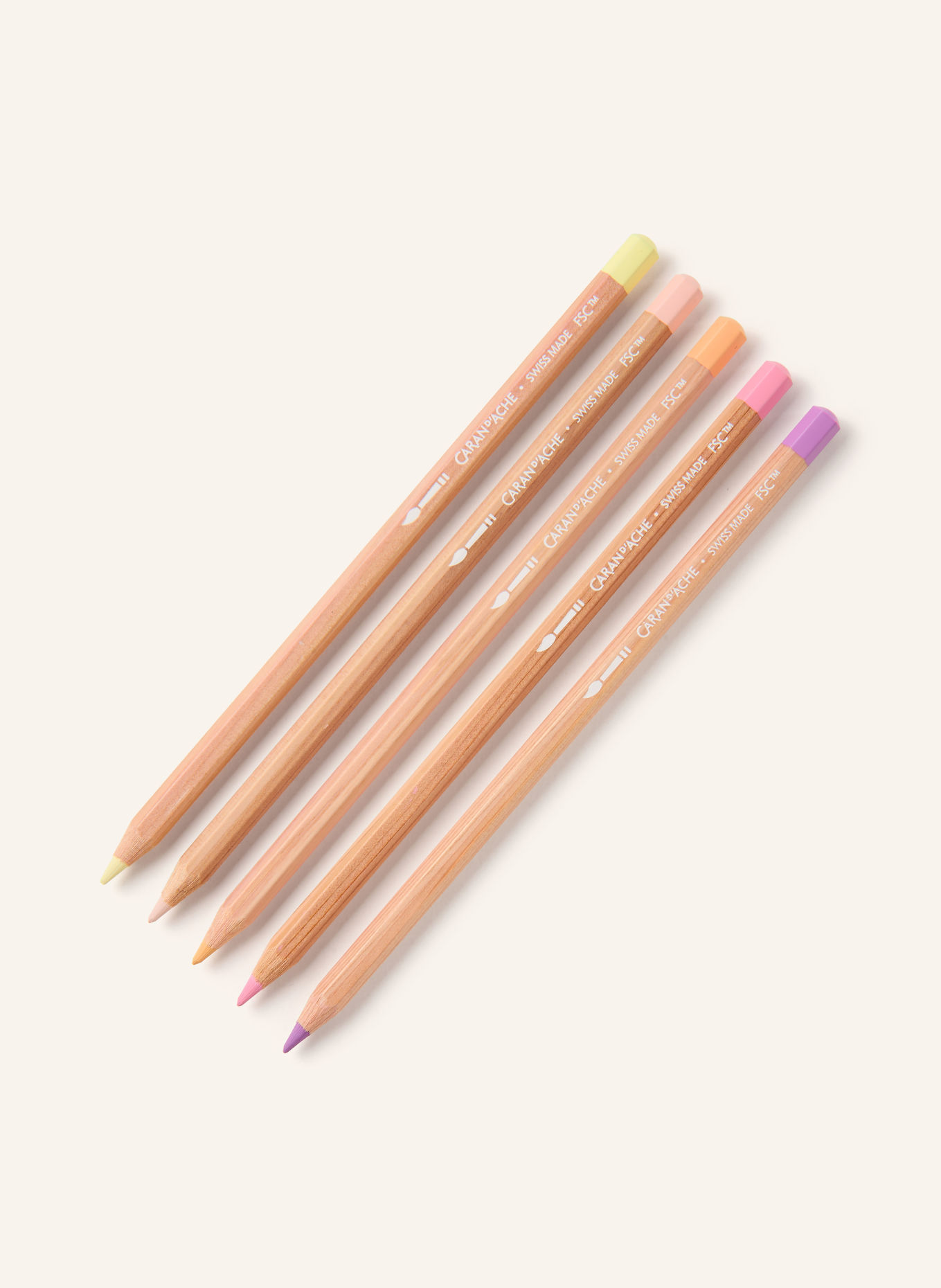 CARAN d'ACHE Set of 10 TOILE DE JOUY Watercolor Pencils: CREAM / DARK RED