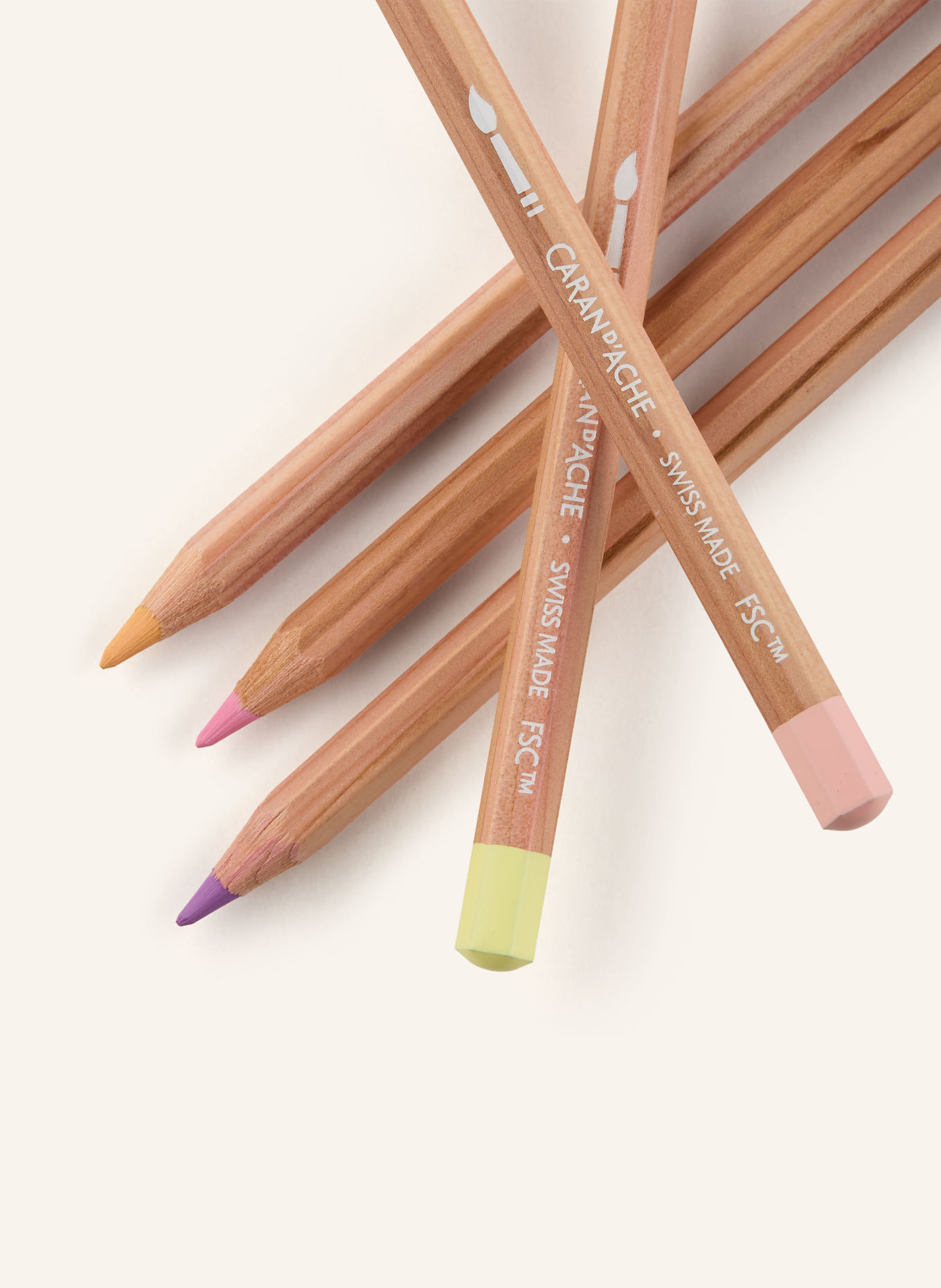 CARAN d'ACHE Set of 10 TOILE DE JOUY Watercolor Pencils: CREAM / DARK RED