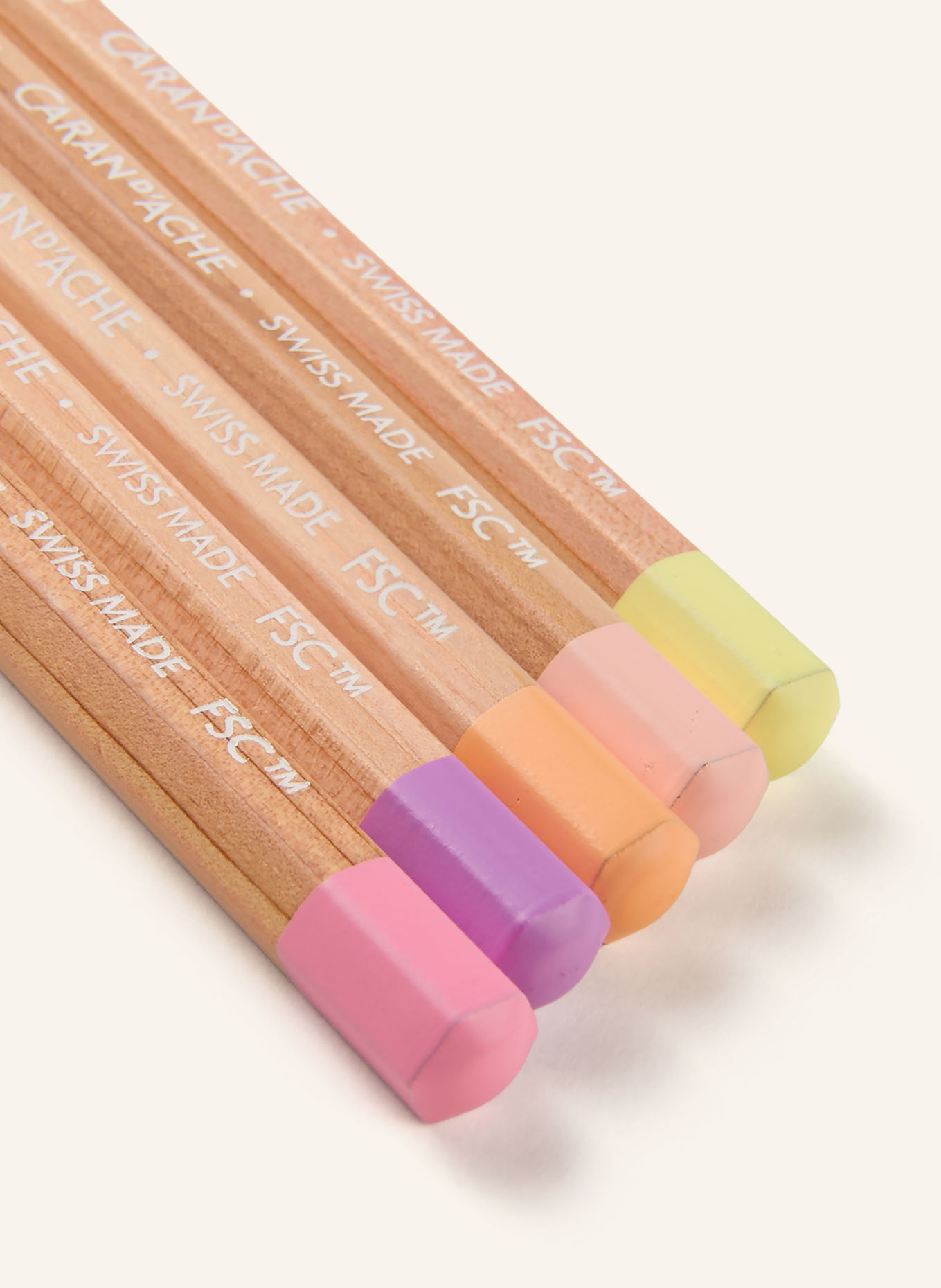 CARAN d'ACHE Set of 10 TOILE DE JOUY Watercolor Pencils: CREAM / DARK RED