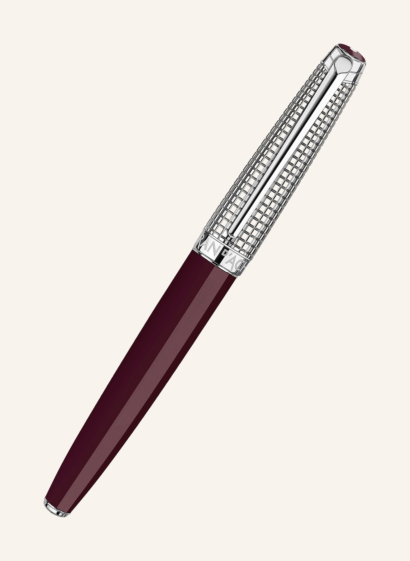 CARAN d'ACHE TOILE DE JOUY Set: LÉMAN™ Fountain pen and Leather Case: DARK RED / SILVER