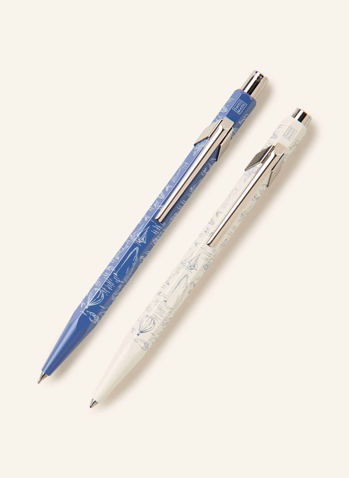CARAN d'ACHE 2-piece Set 849: Ballpoint pen and Mechanical pencil: WHITE / BLUE