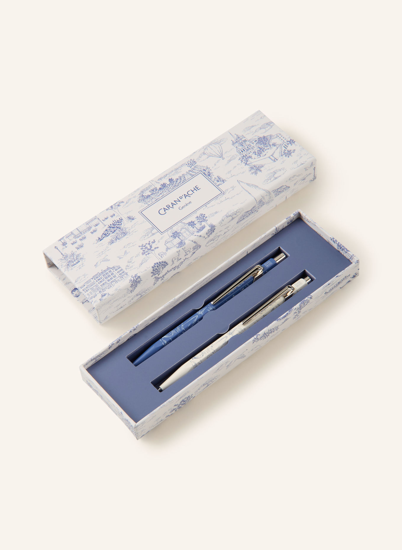 CARAN d'ACHE 2-piece Set 849: Ballpoint pen and Mechanical pencil: WHITE / BLUE