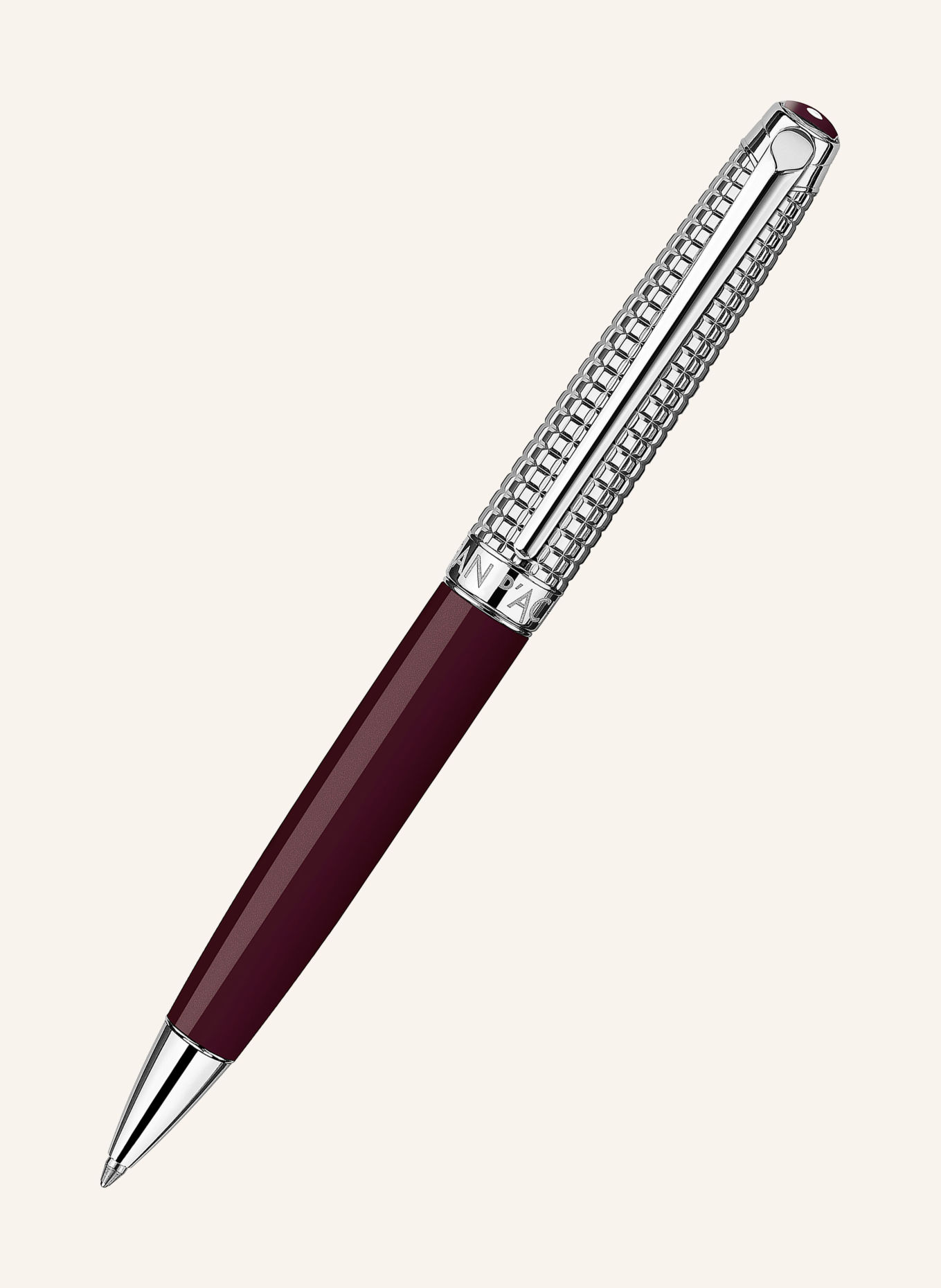CARAN d'ACHE TOILE DE JOUY Set: LÉMAN™ Ballpoint pen and Leather Case: DARK RED / SILVER
