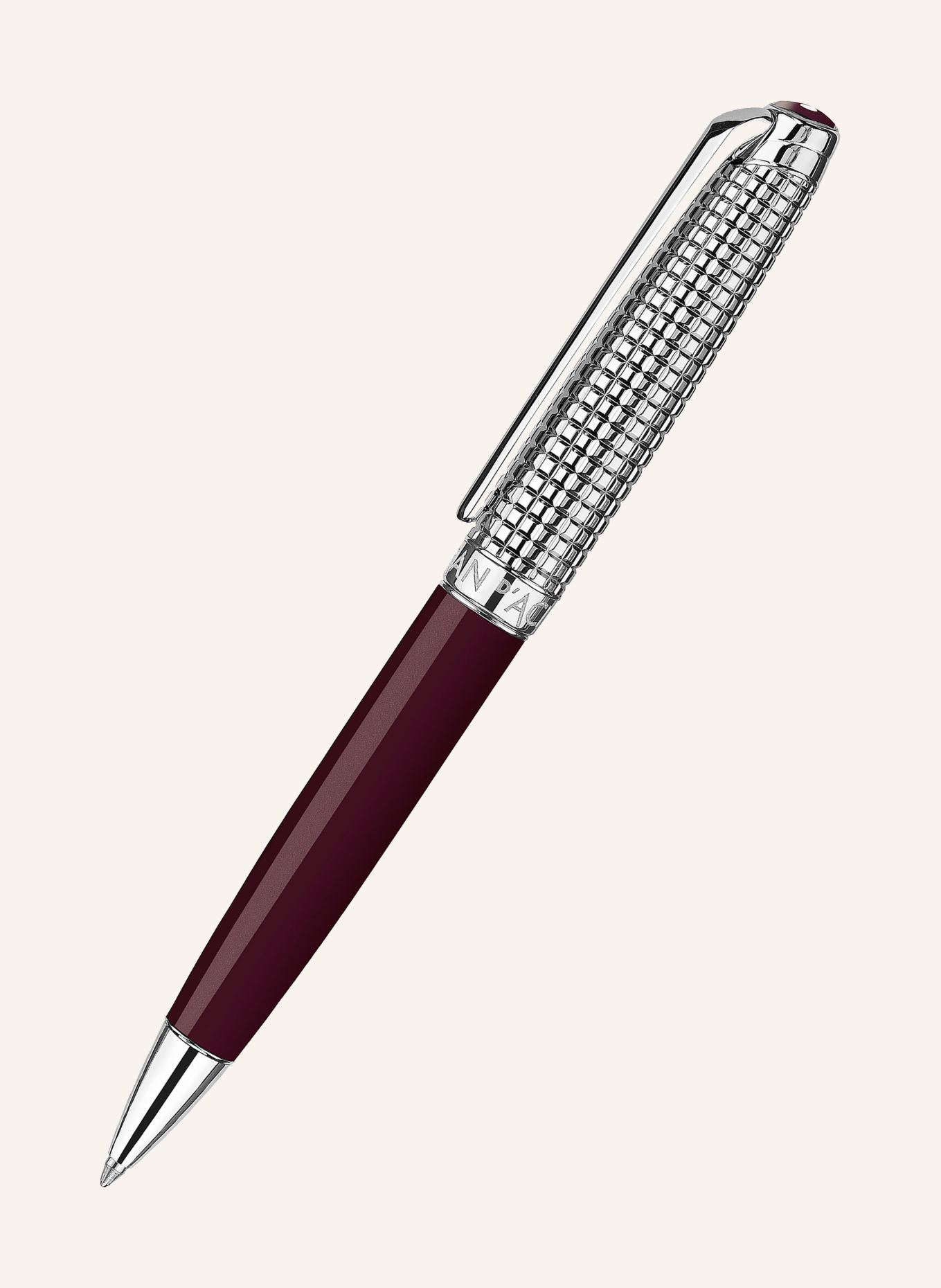 CARAN d'ACHE TOILE DE JOUY Set: LÉMAN™ Ballpoint pen and Leather Case: DARK RED / SILVER
