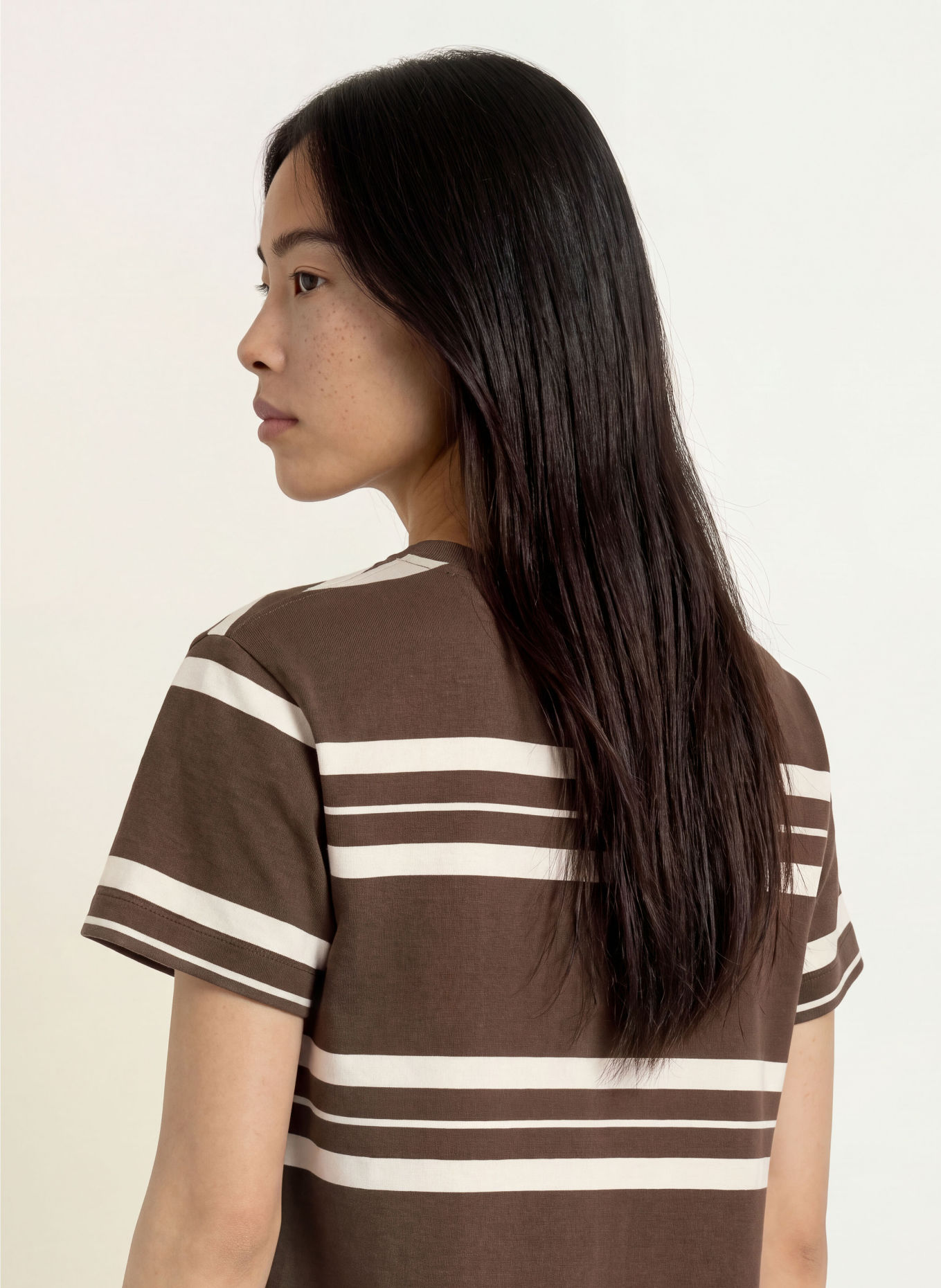 minimum LILOU T-shirt: DARK BROWN / CREAM
