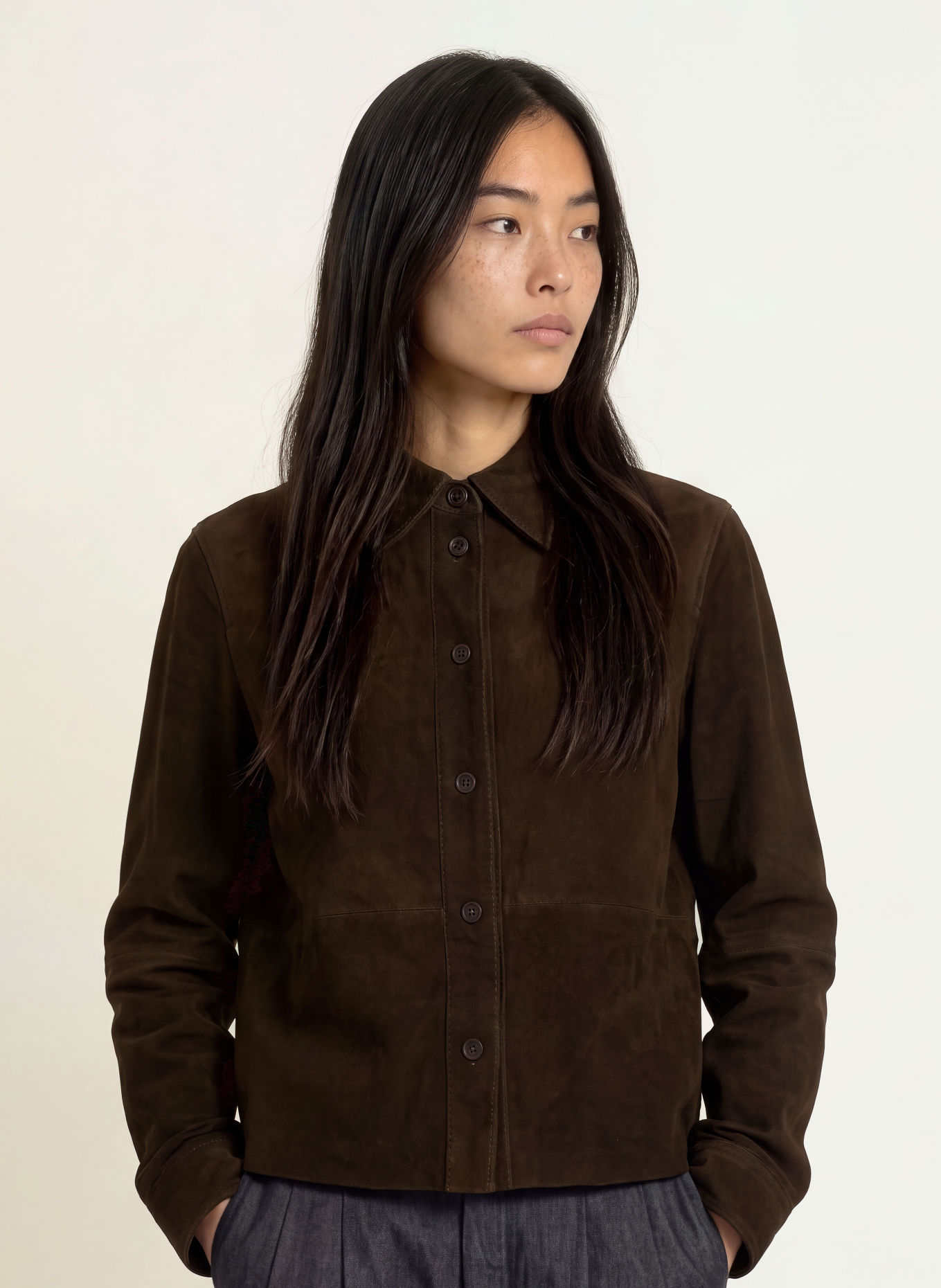 minimum Leder-Overshirt LUCIA: DUNKELBRAUN
