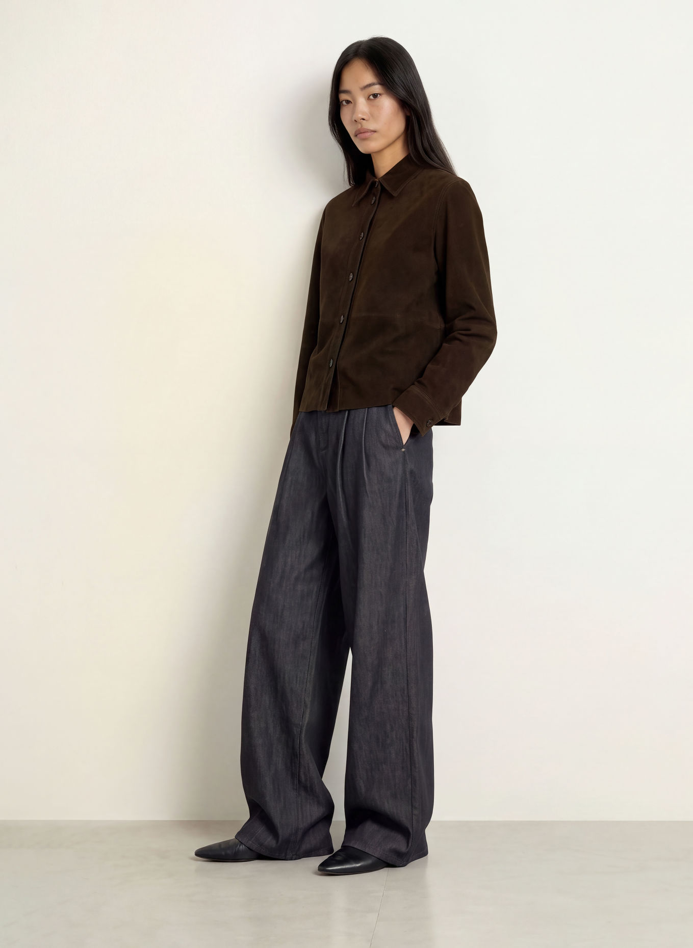 minimum Leder-Overshirt LUCIA: DUNKELBRAUN