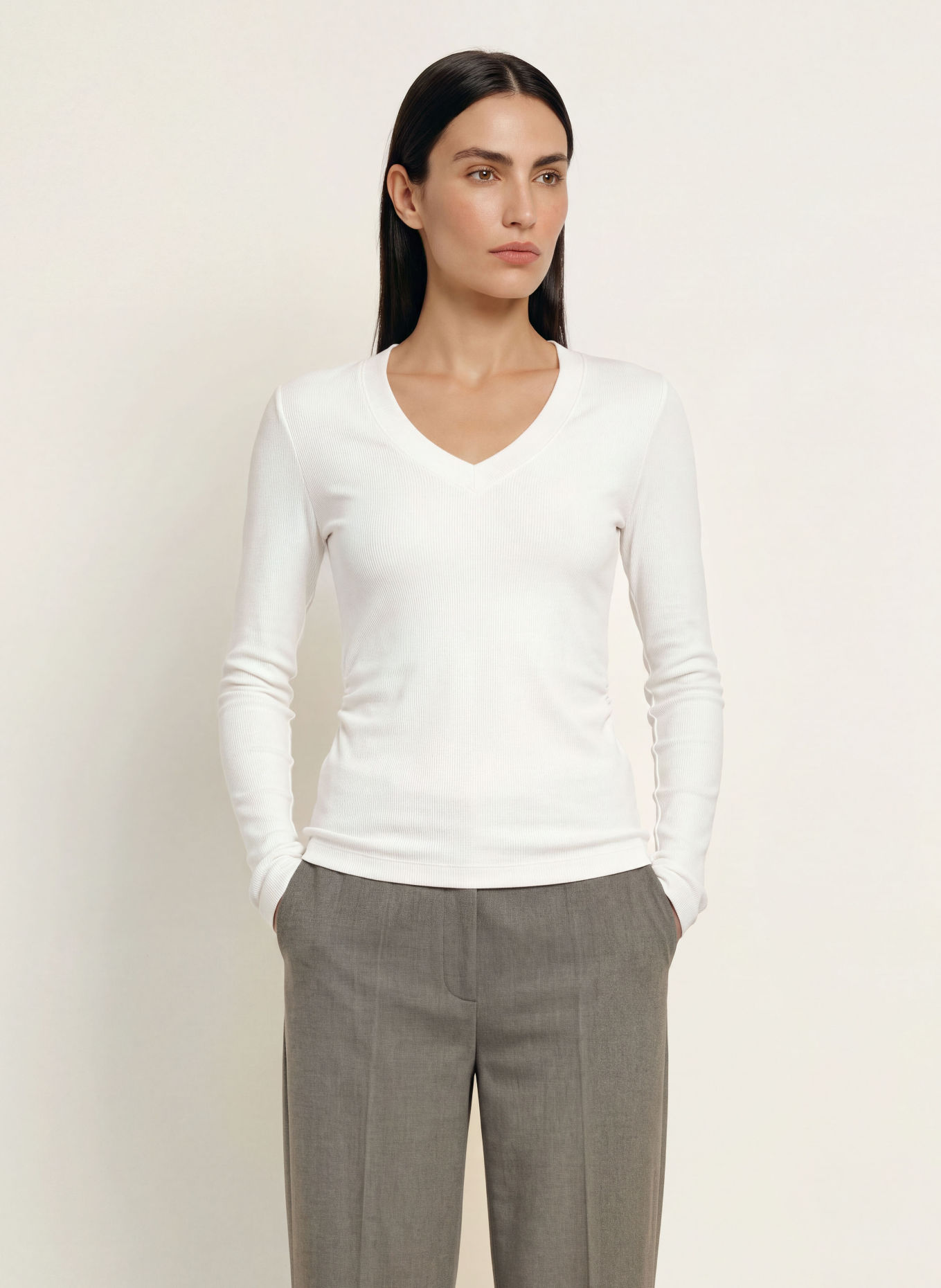 REISS SANDRINE Long-sleeve shirt: WHITE
