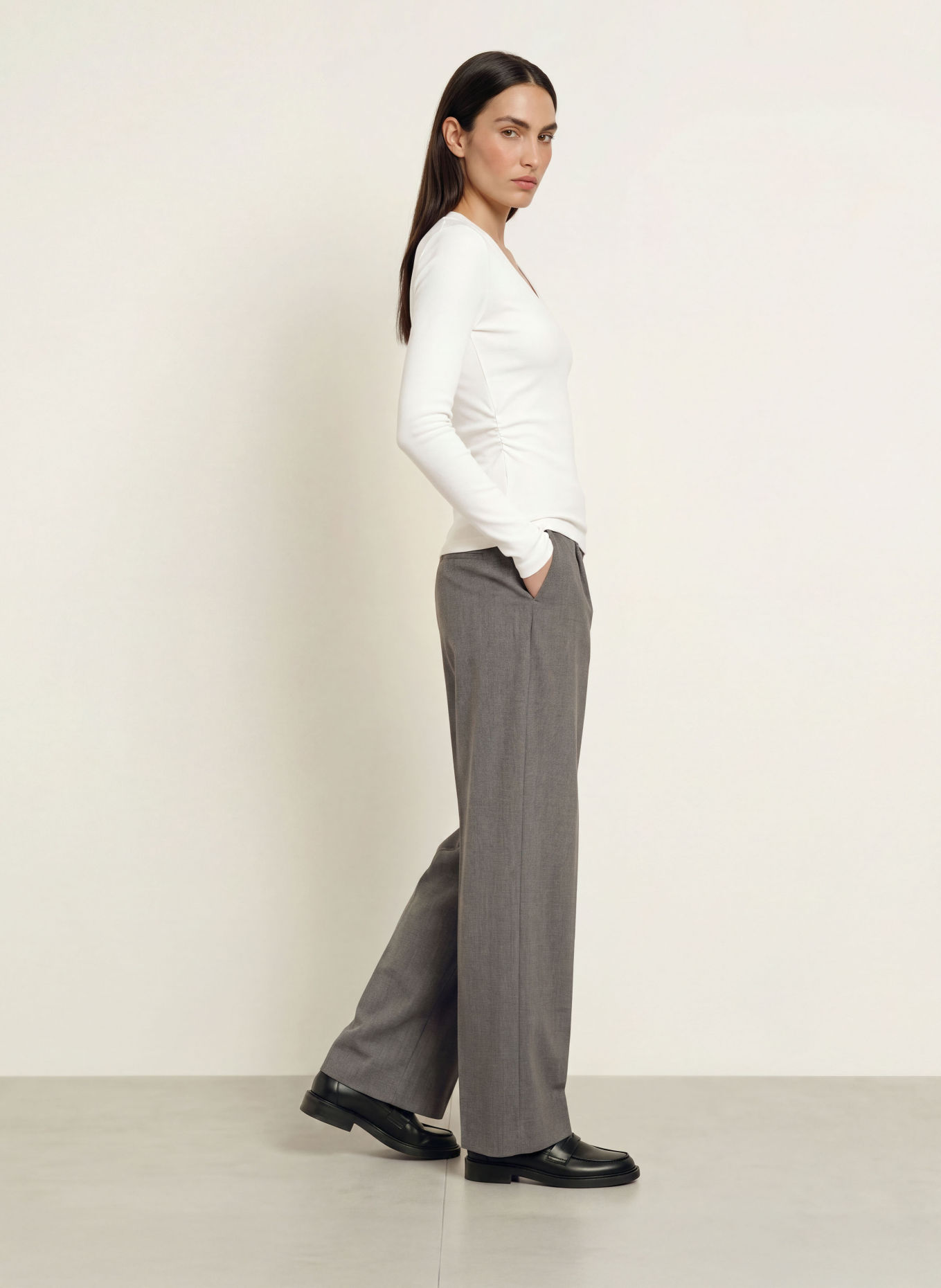 REISS SANDRINE Long-sleeve shirt: WHITE