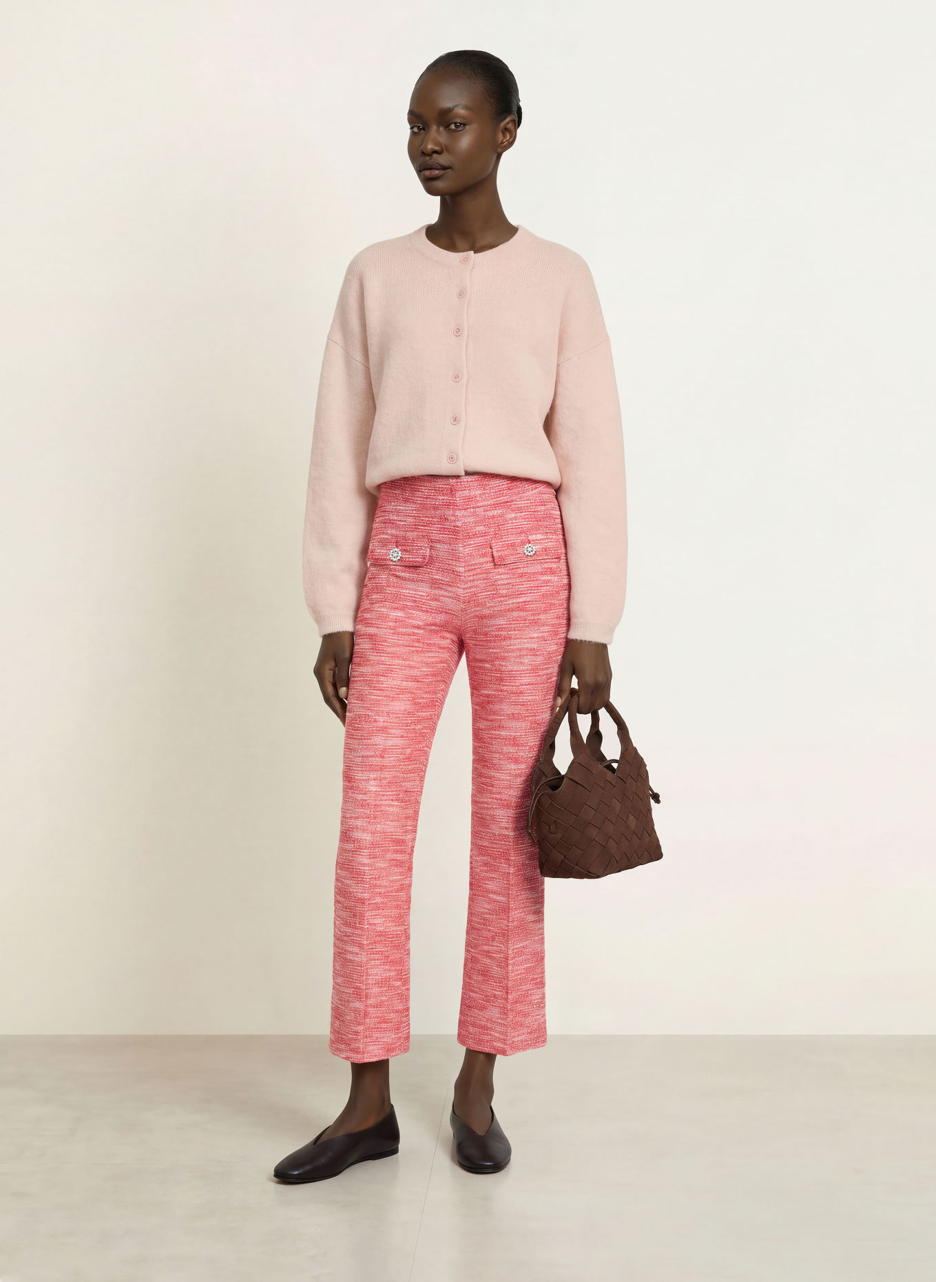 SEDUCTIVE Tweedbroek NANETTE GOLD met sierstenen: ROOD / WIT
