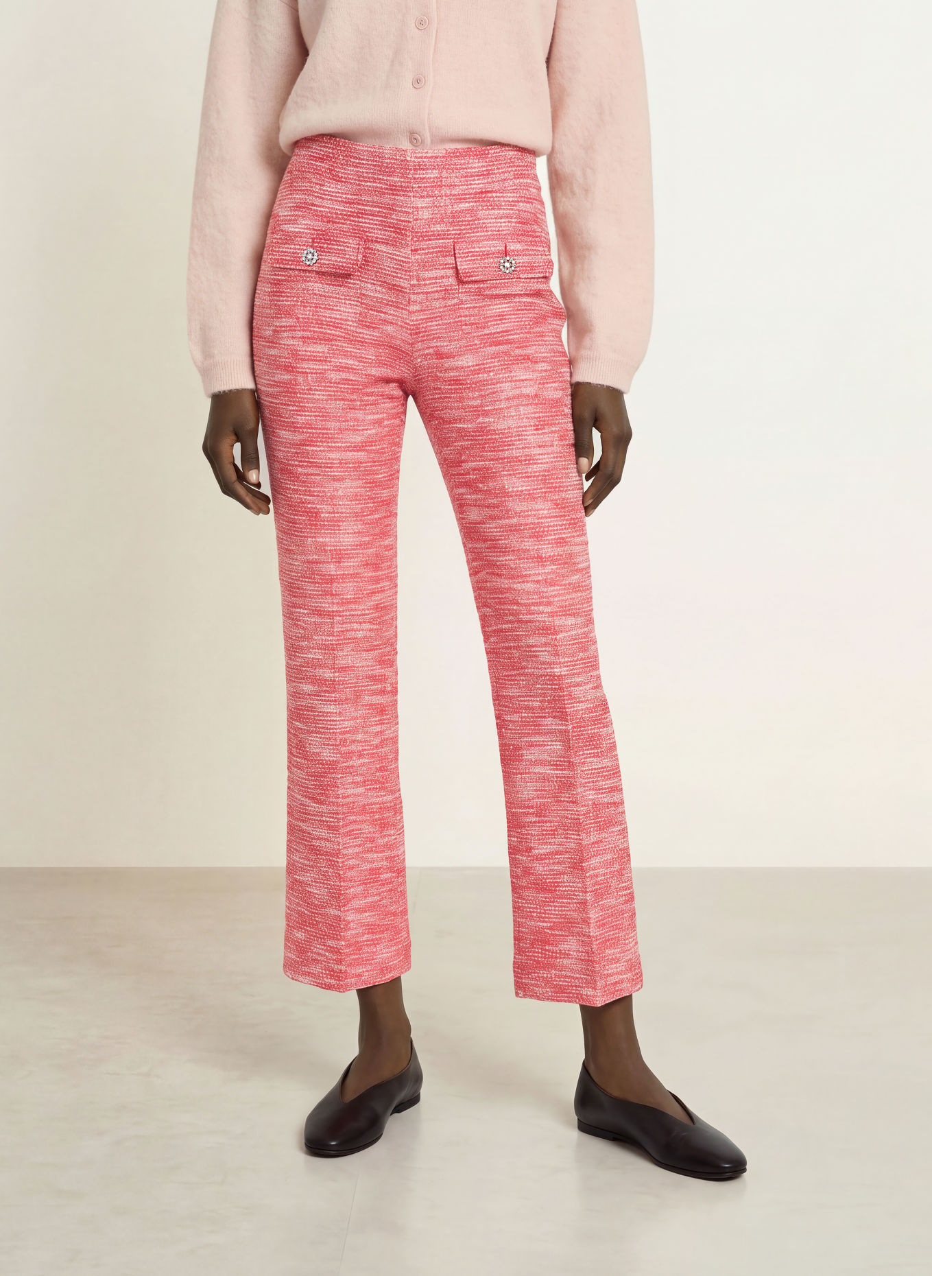 SEDUCTIVE Tweedbroek NANETTE GOLD met sierstenen: ROOD / WIT