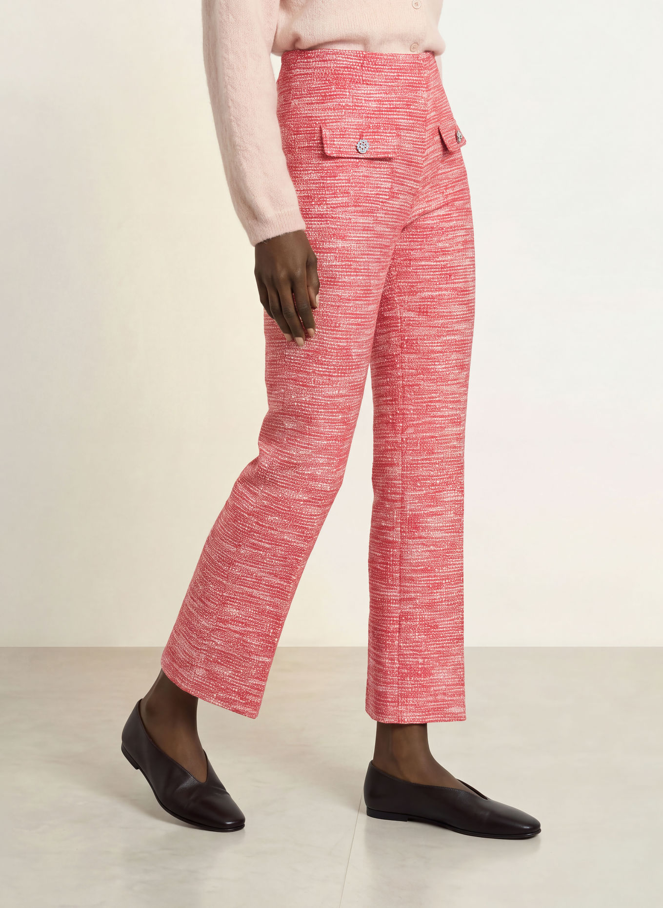 SEDUCTIVE Tweedbroek NANETTE GOLD met sierstenen: ROOD / WIT