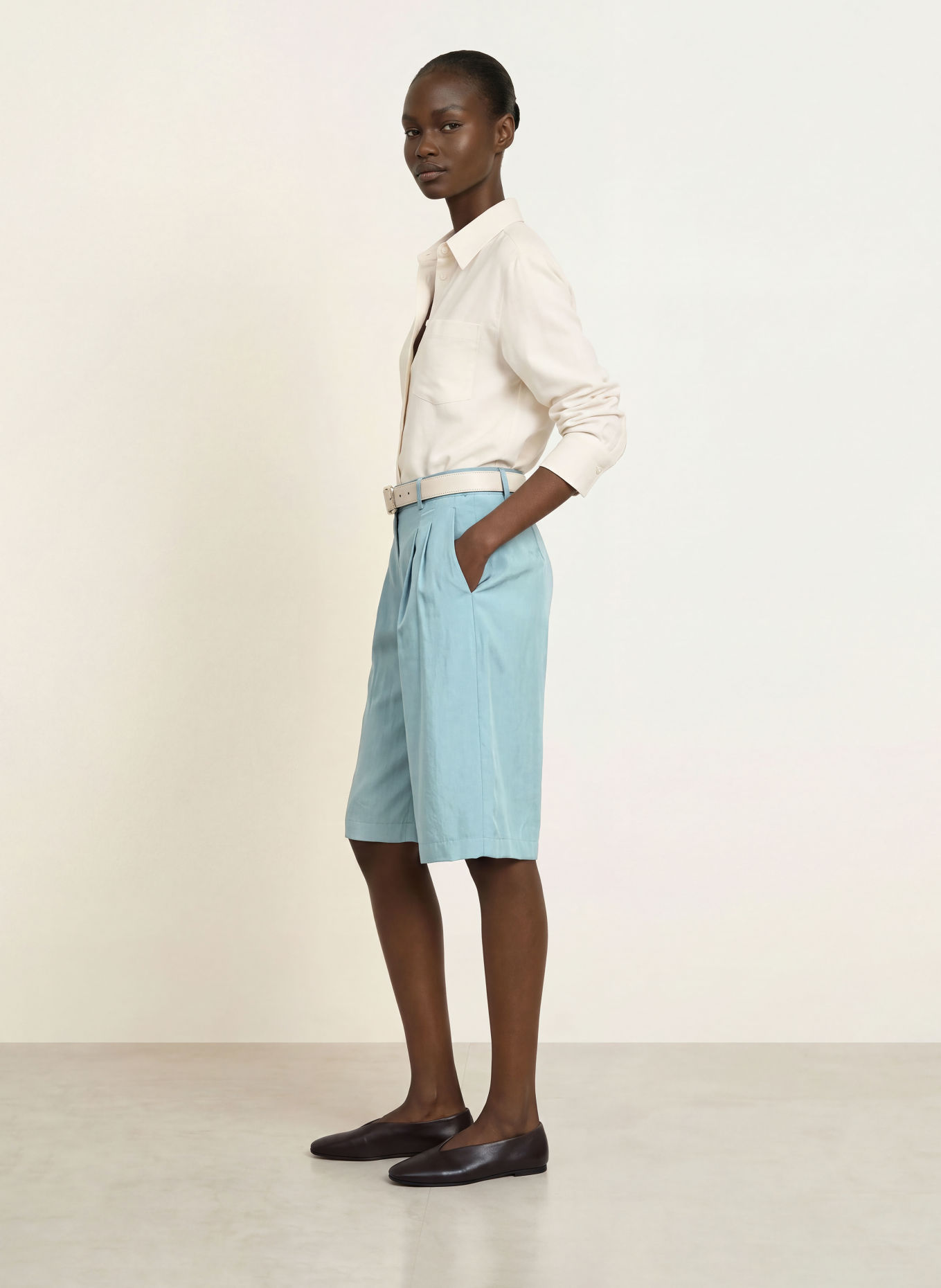 RAFFAELLO ROSSI MALOU Satin Bermudas: LIGHT BLUE