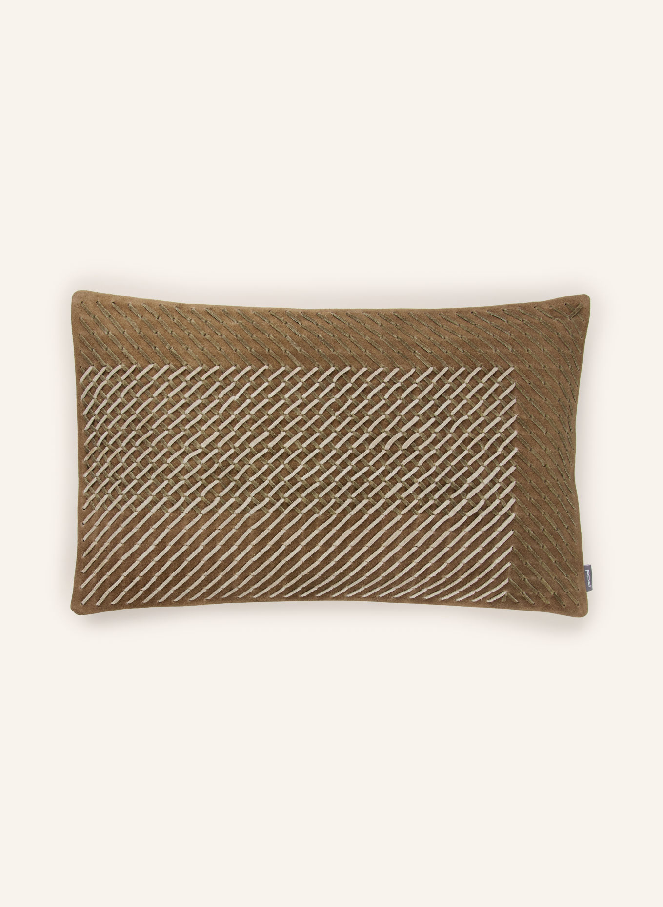 PAD LEATHER STITCH Decorative cushion cover: TAUPE / CREAM / KHAKI