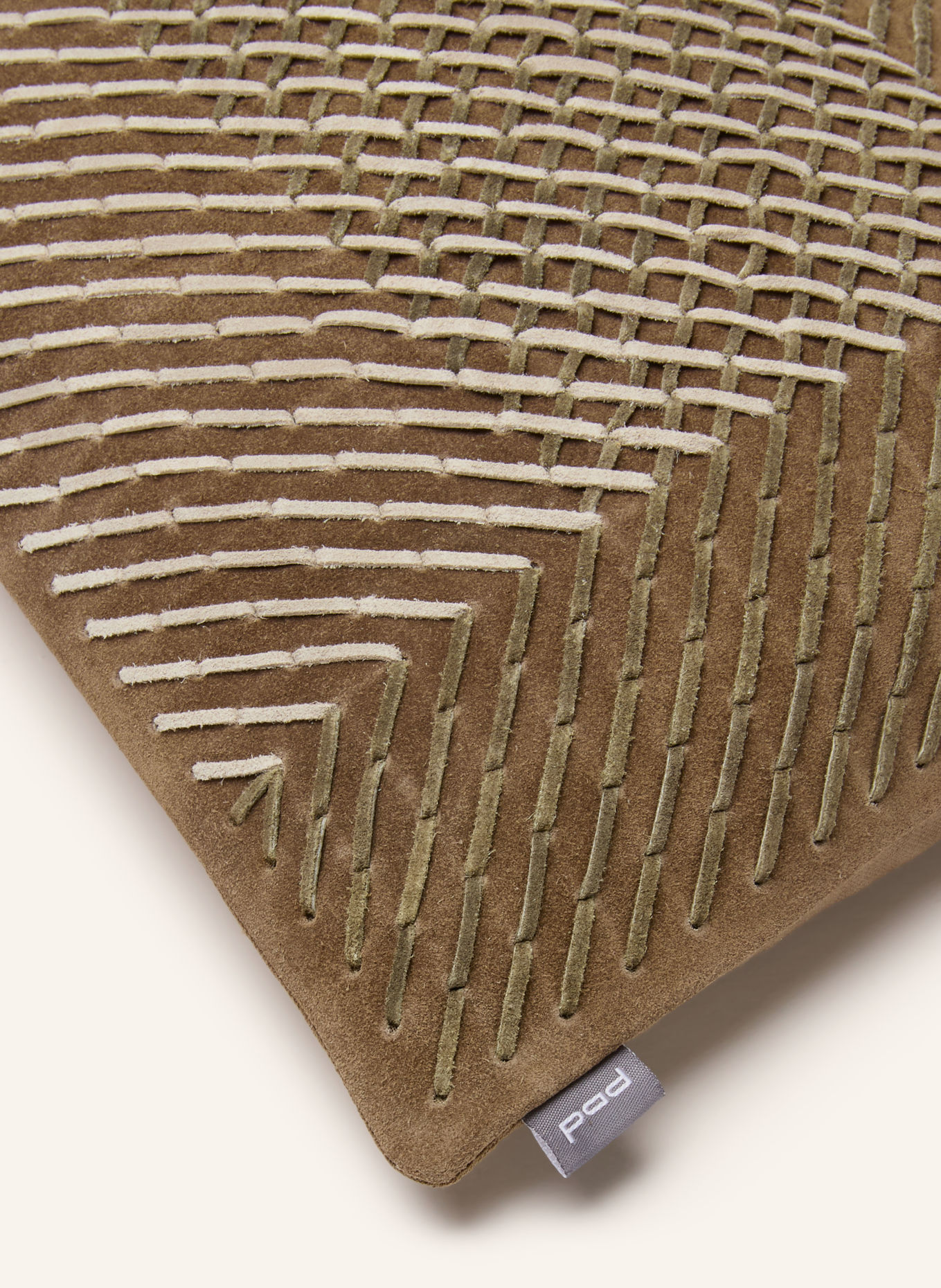 PAD LEATHER STITCH Decorative cushion cover: TAUPE / CREAM / KHAKI
