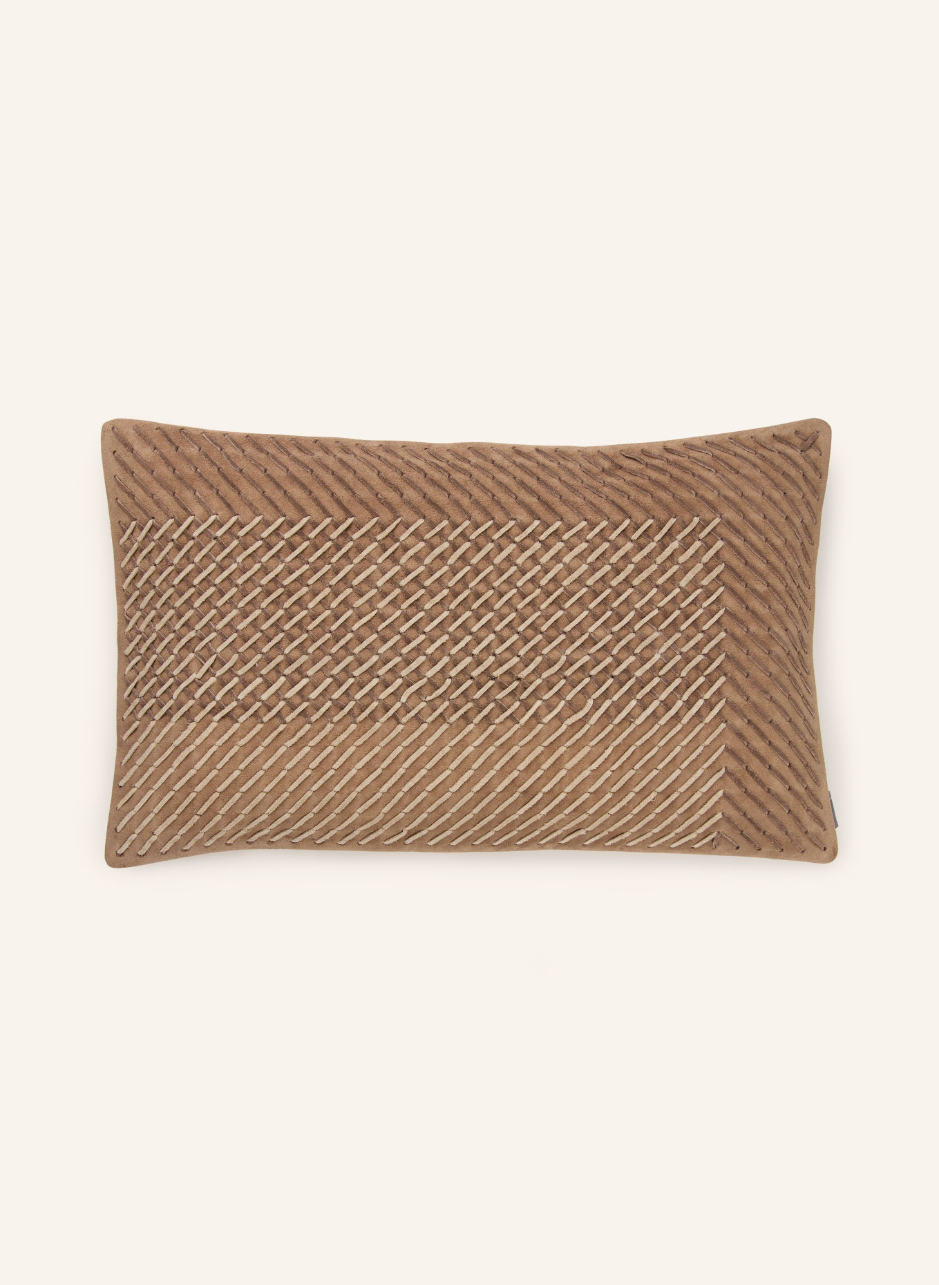 PAD LEATHER WEAVE Decorative cushion cover: TAUPE / BROWN / DARK GRAY