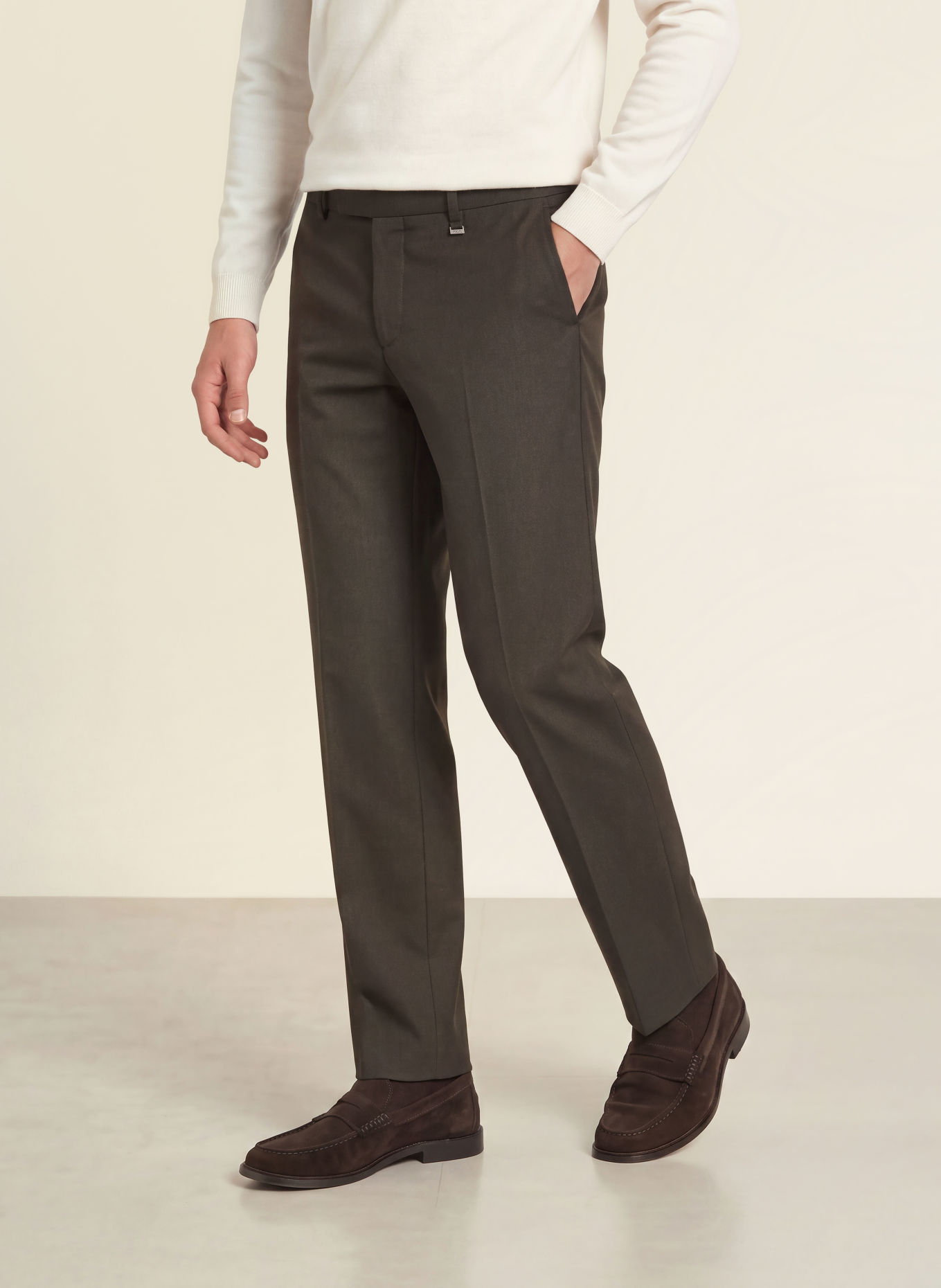 PAUL Pantalon de costume coupe slim: 880 DARK BROWN