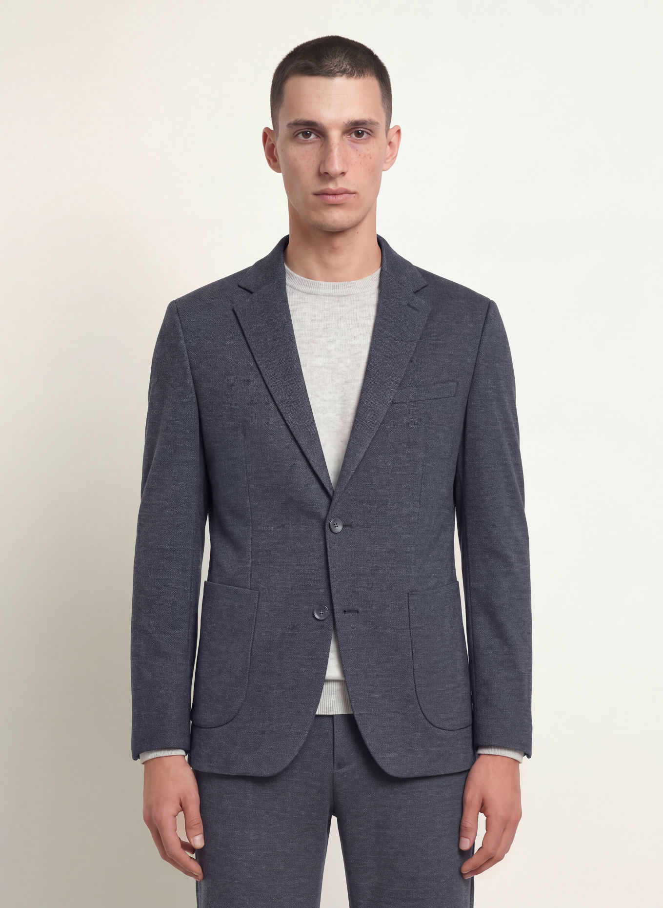 PAUL Slim-fit jersey suit jacket: 680 Dark Blue