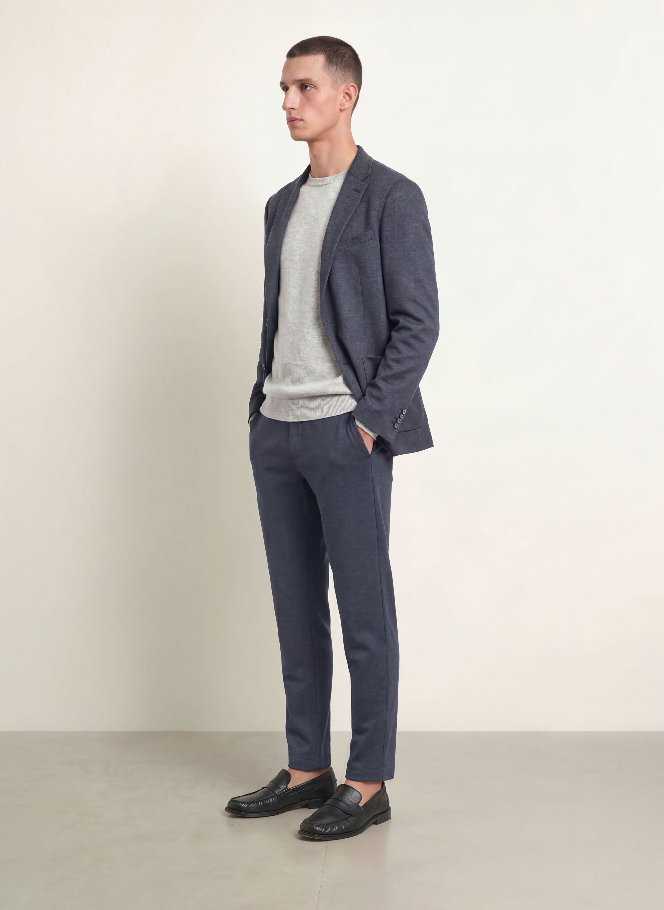 PAUL Slim-fit jersey suit jacket: 680 Dark Blue
