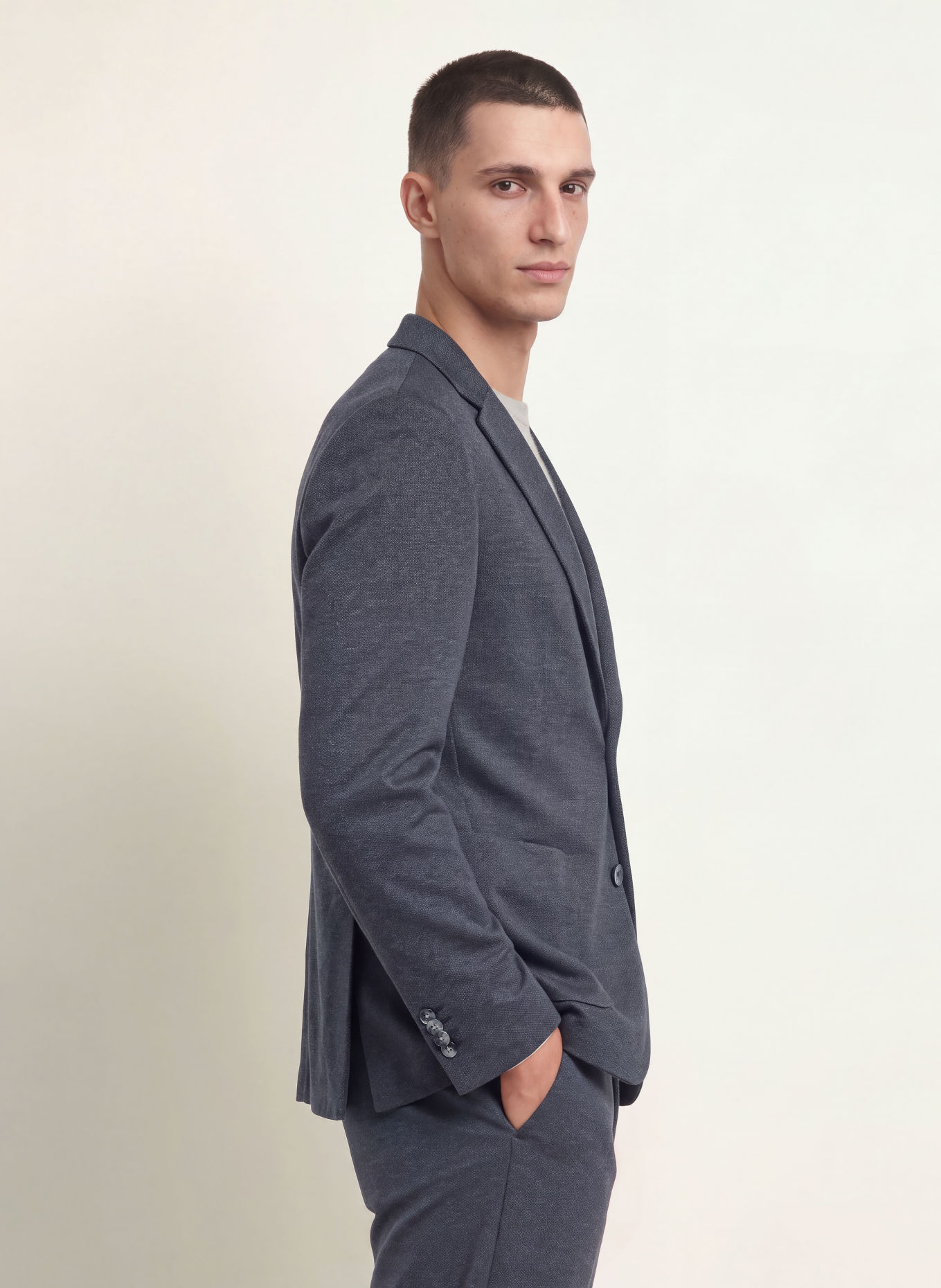 PAUL Slim-fit jersey suit jacket: 680 Dark Blue