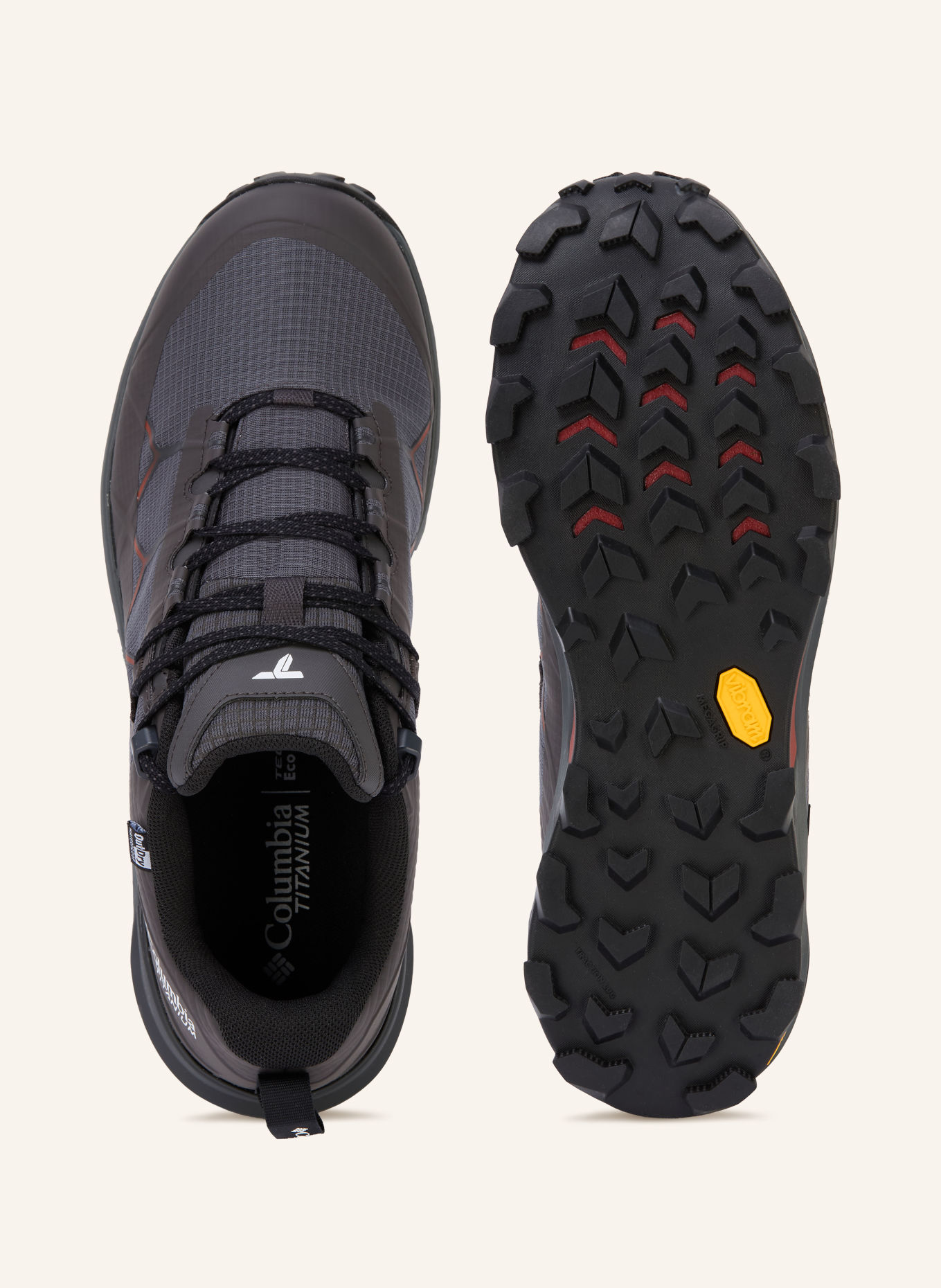 Columbia Wanderschuhe PEAKFREAK™ OUTDRY™: DUNKELGRAU / DUNKELROT / DUNKELORANGE