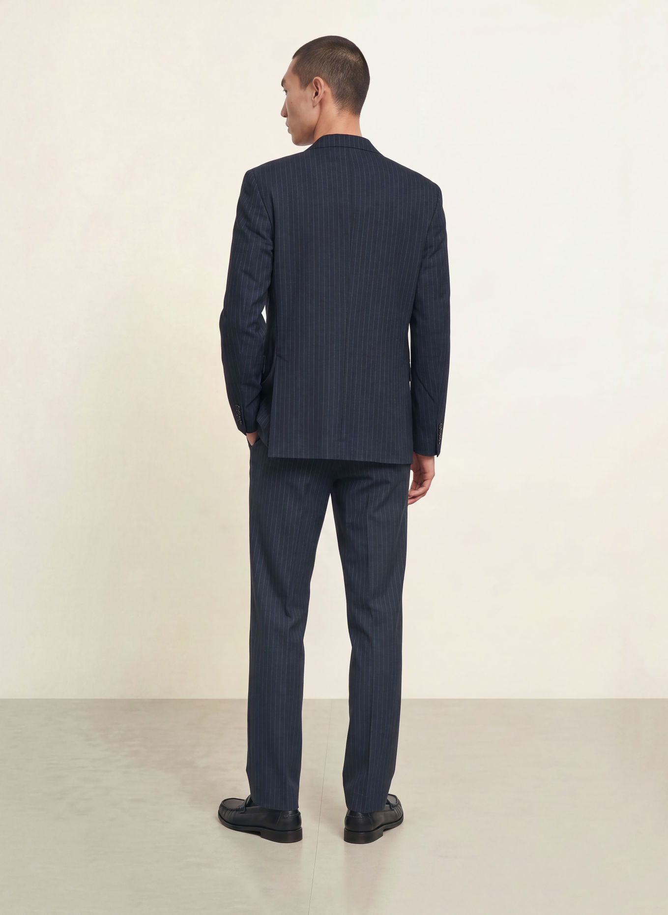 PAUL Oblekové kalhoty Relaxed Fit z džerseju: 650 Blue Stripes