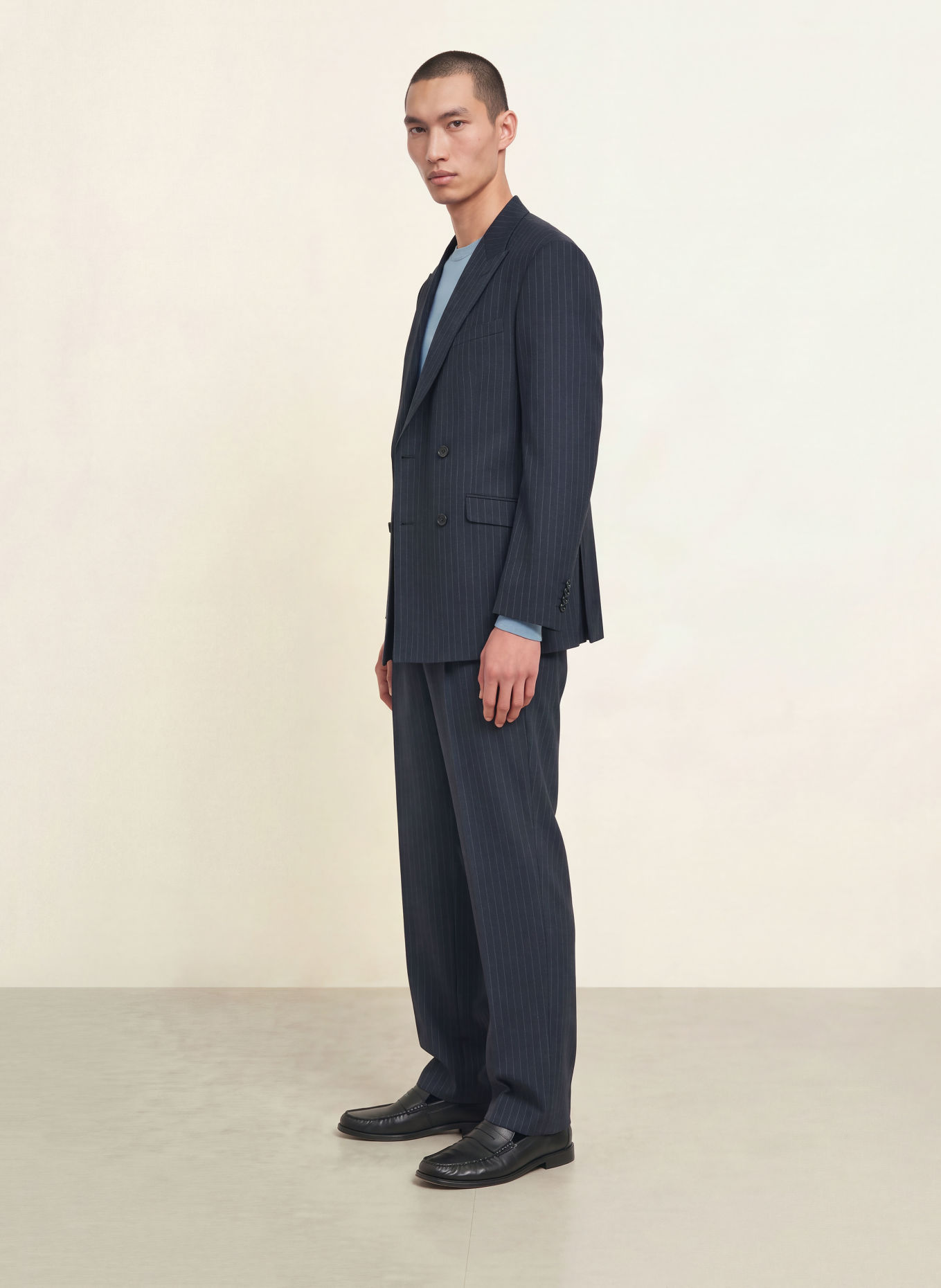 PAUL Oblekové kalhoty Relaxed Fit z džerseju: 650 Blue Stripes