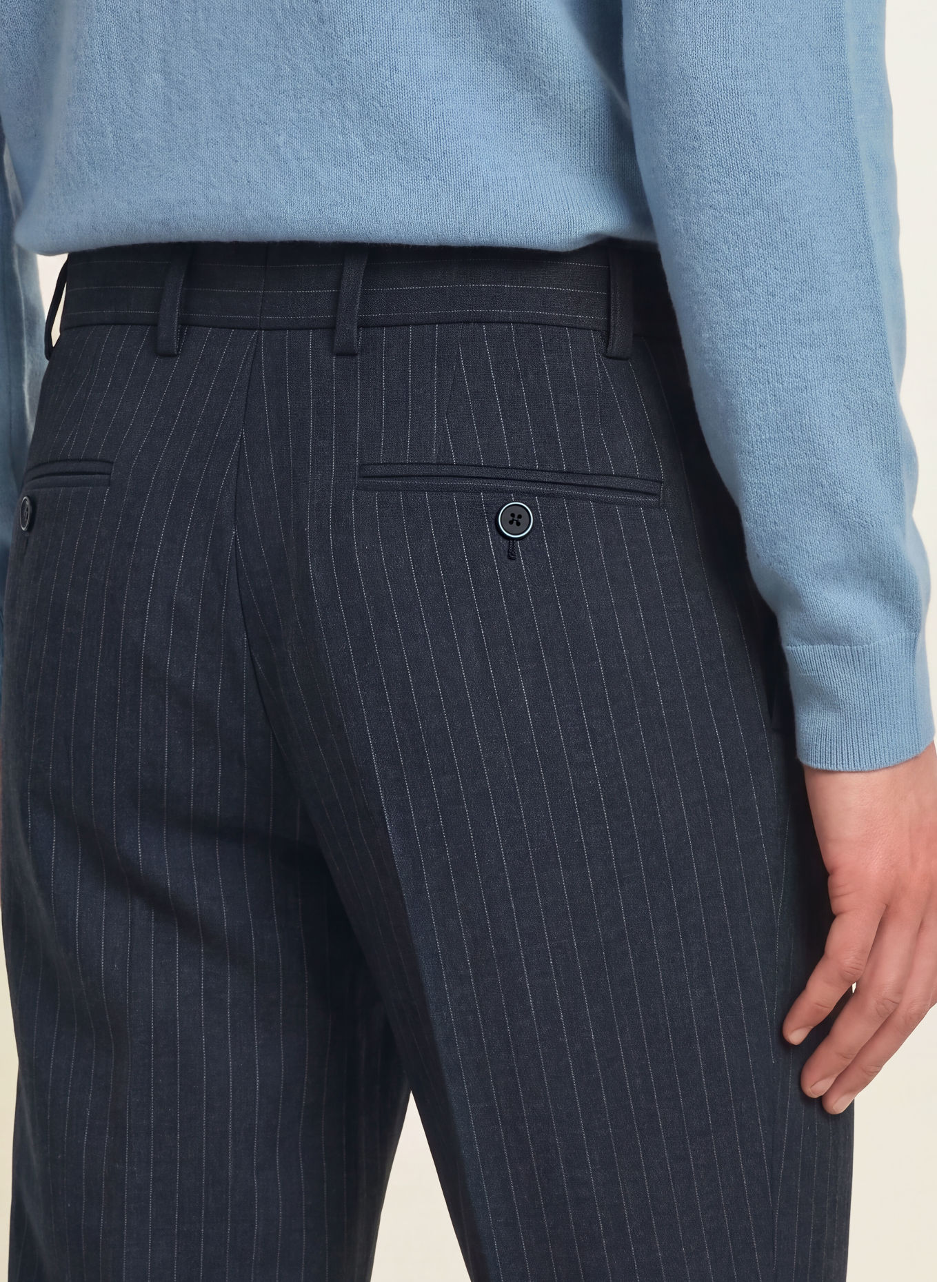 PAUL Oblekové kalhoty Relaxed Fit z džerseju: 650 Blue Stripes