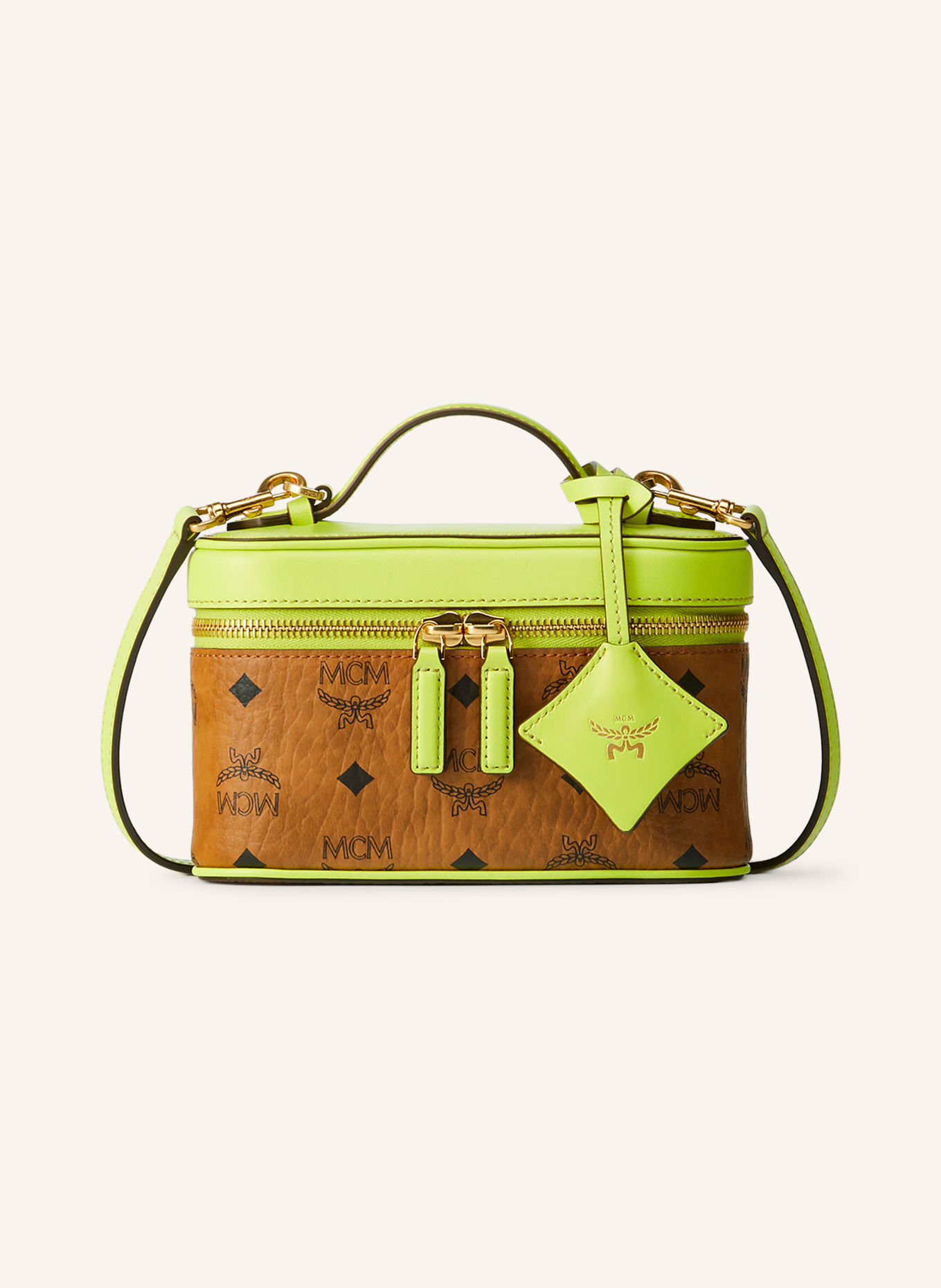 MCM Handtasche AREN VI: BRAUN / GOLD / NEONGELB