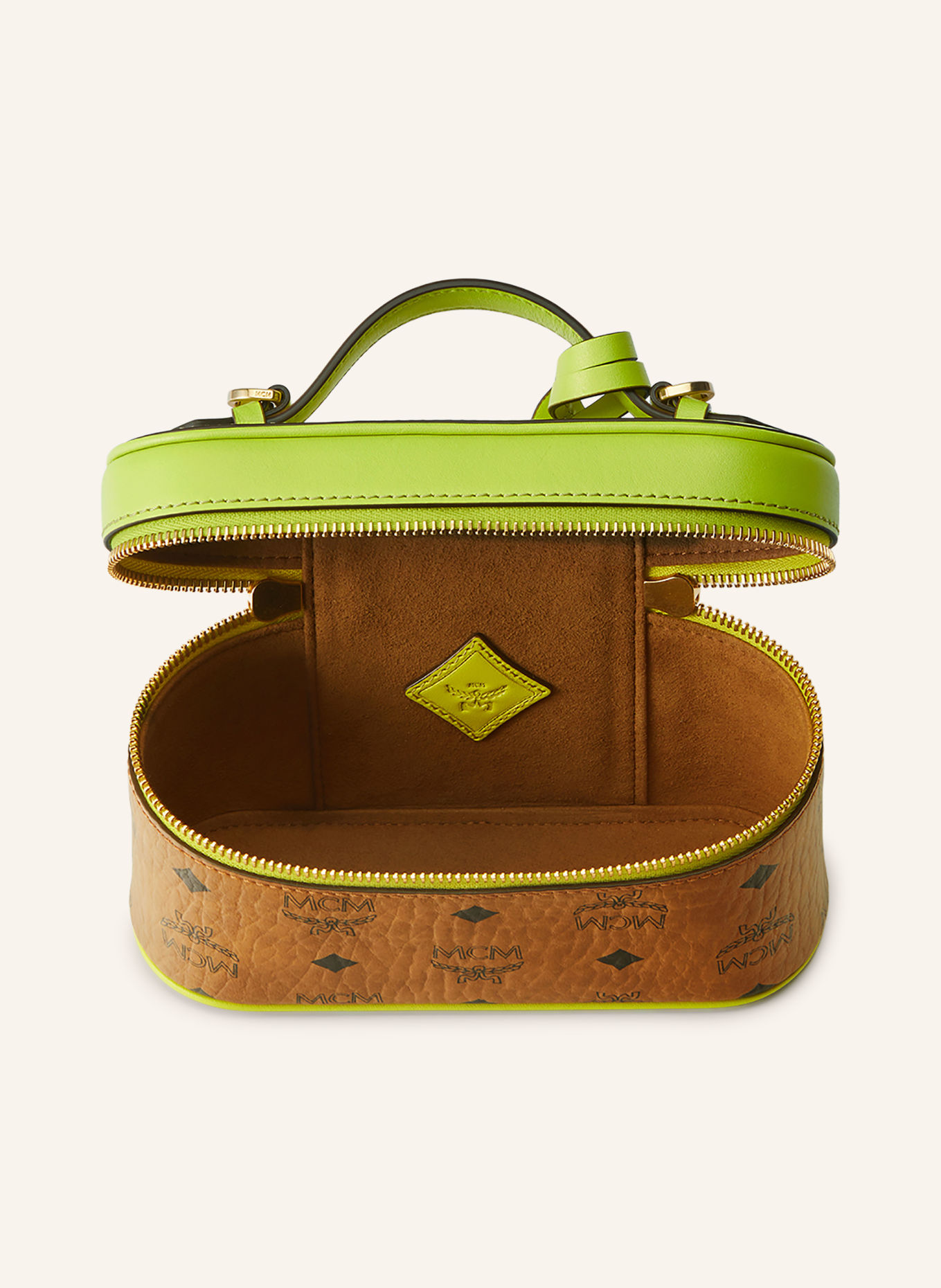 MCM Handtasche AREN VI: BRAUN / GOLD / NEONGELB