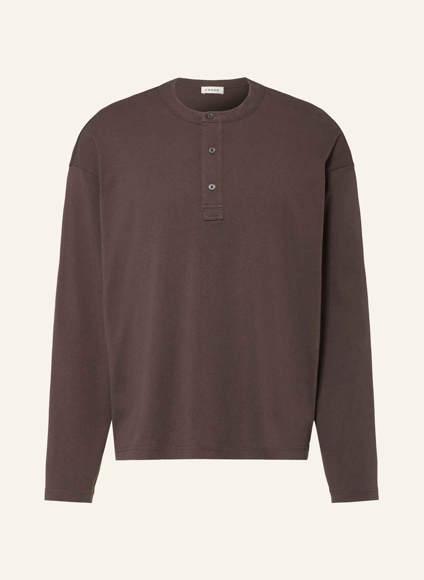 FRAME Henley shirt: DARK BROWN