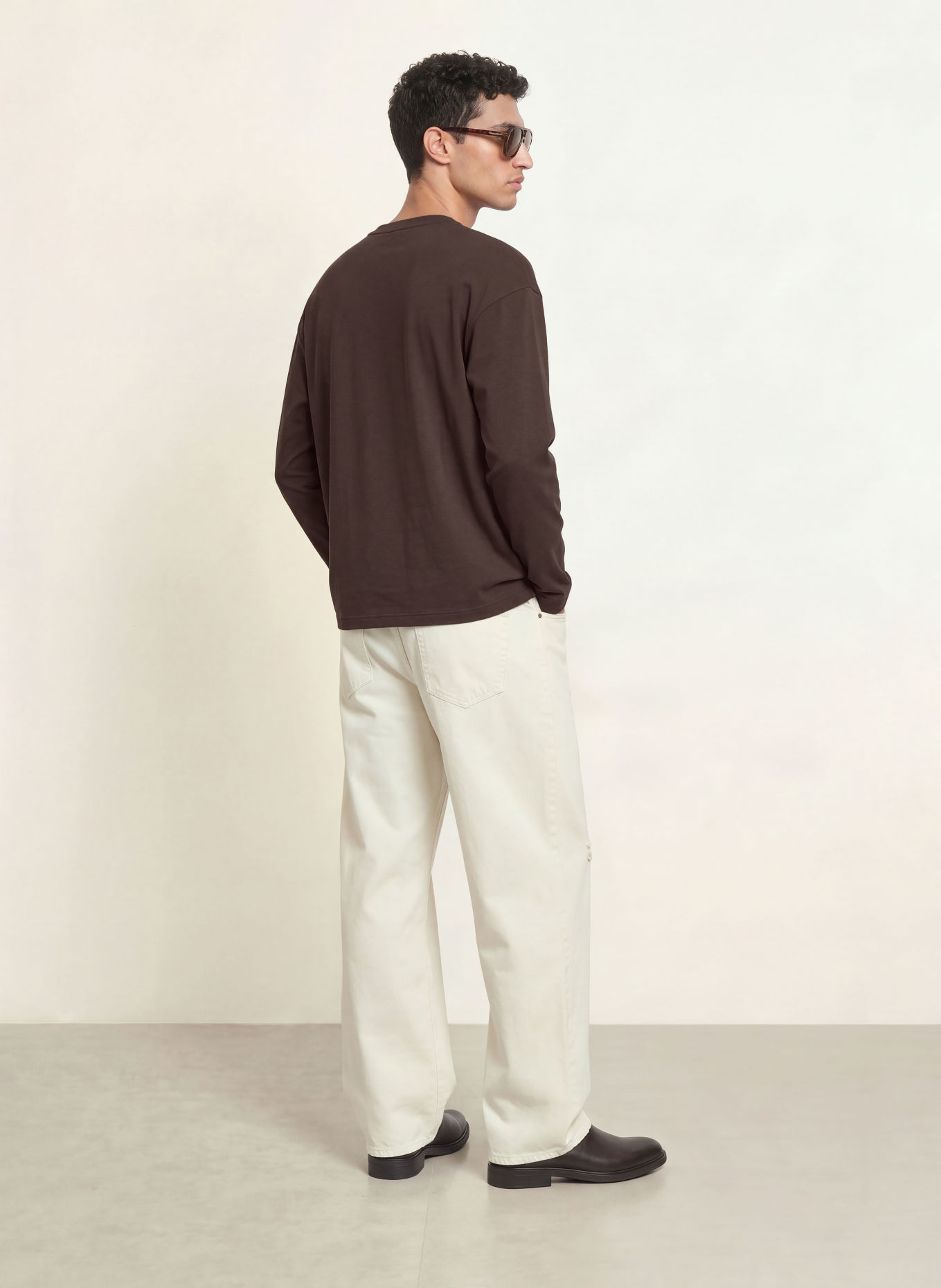 FRAME Henley shirt: DARK BROWN