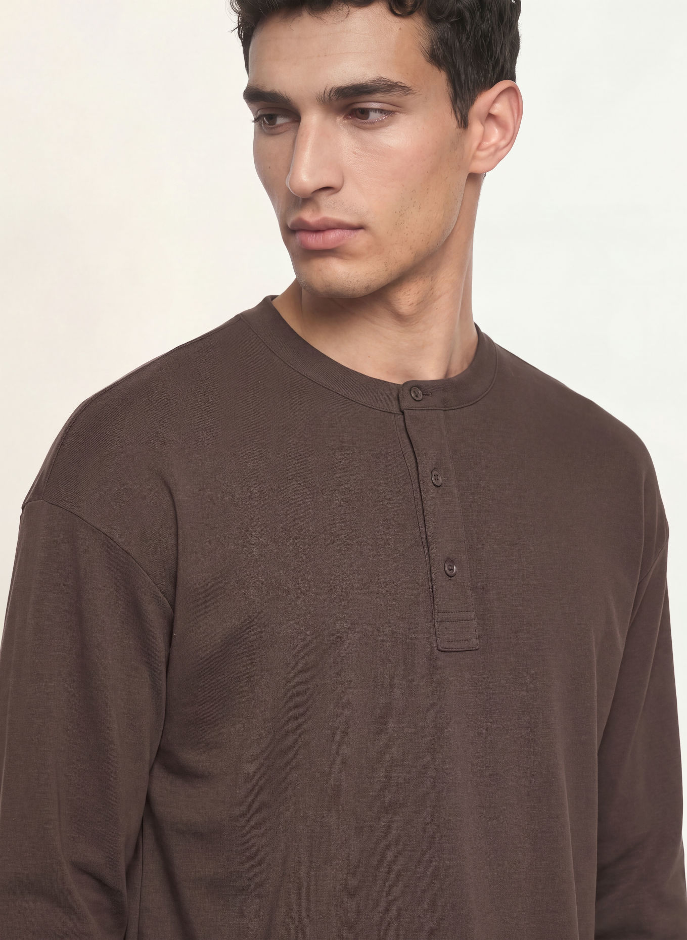 FRAME Henley shirt: DARK BROWN