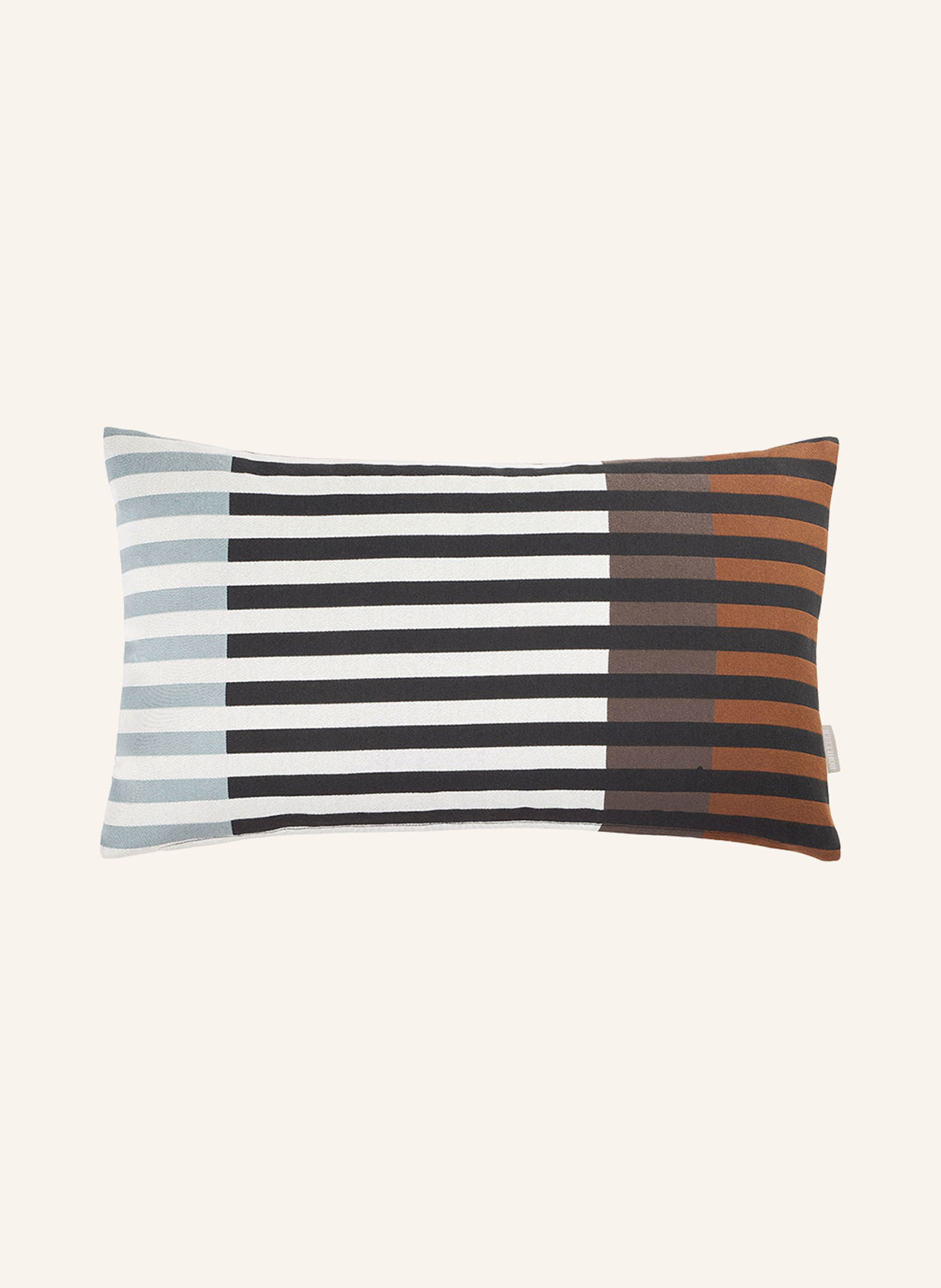 ROHLEDER DOUBLE STRIPE Decorative cushion: BLUE / DARK BROWN / CREAM