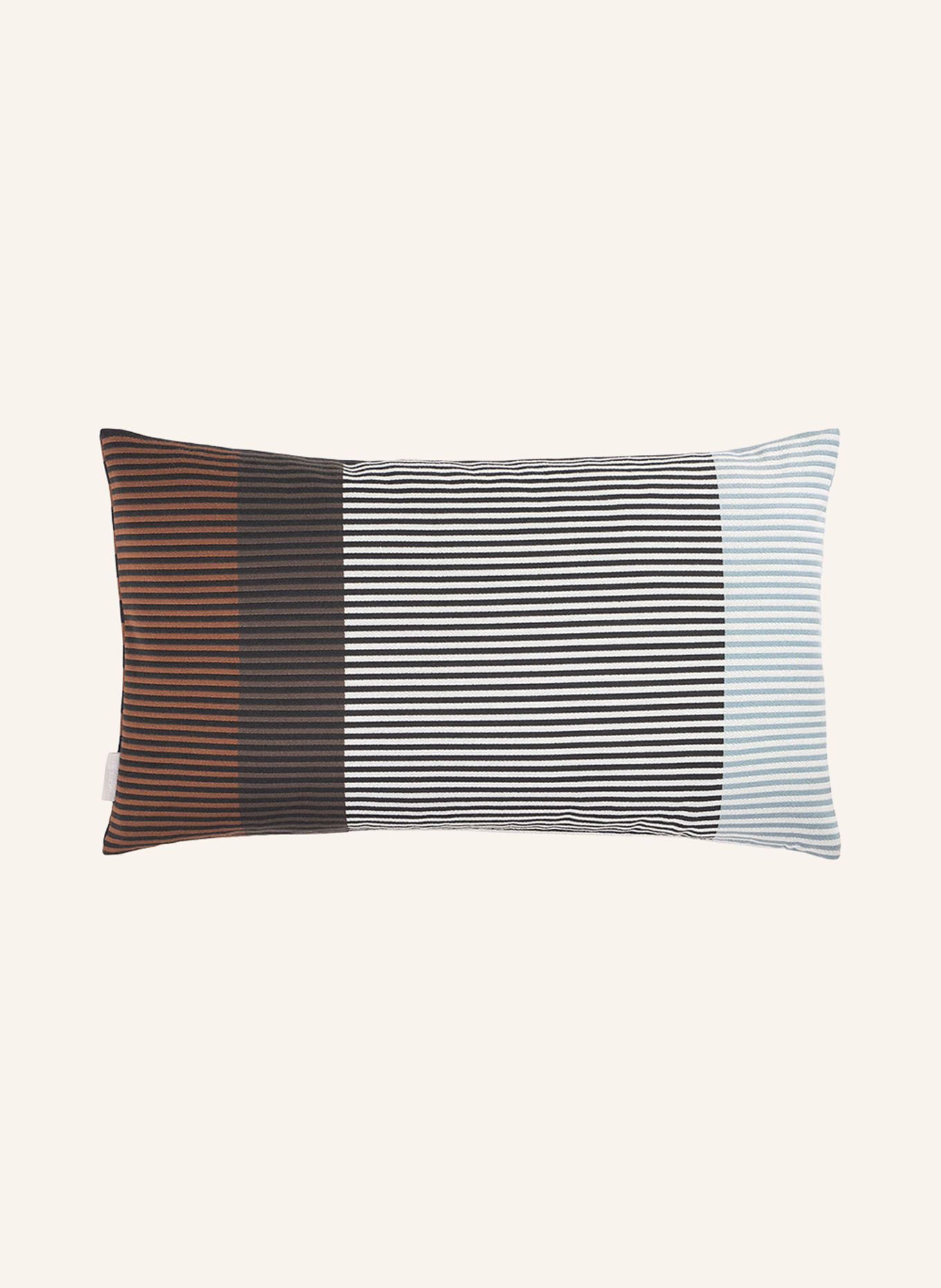 ROHLEDER DOUBLE STRIPE Decorative cushion: BLUE / DARK BROWN / CREAM